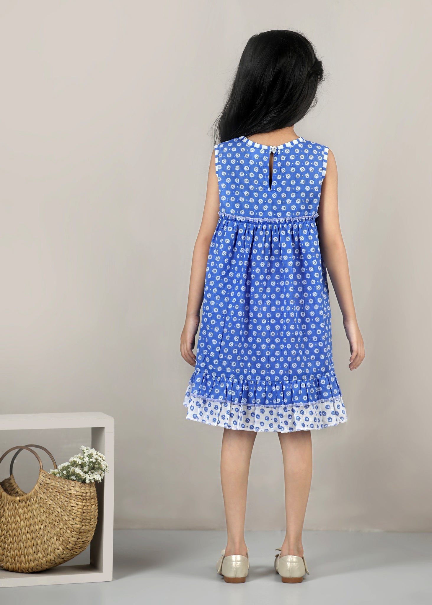 Sofia Cotton Dress – Blue (6M–12 Yrs)