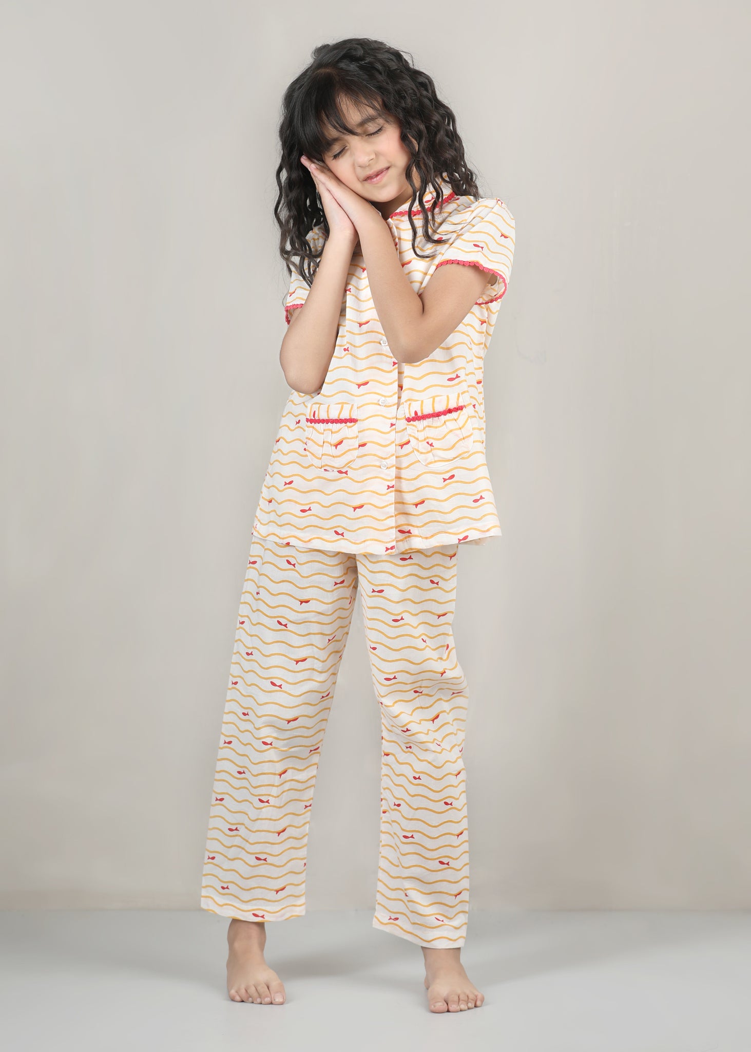 Fishes Night Suit Set – Peach (1–12 Yrs