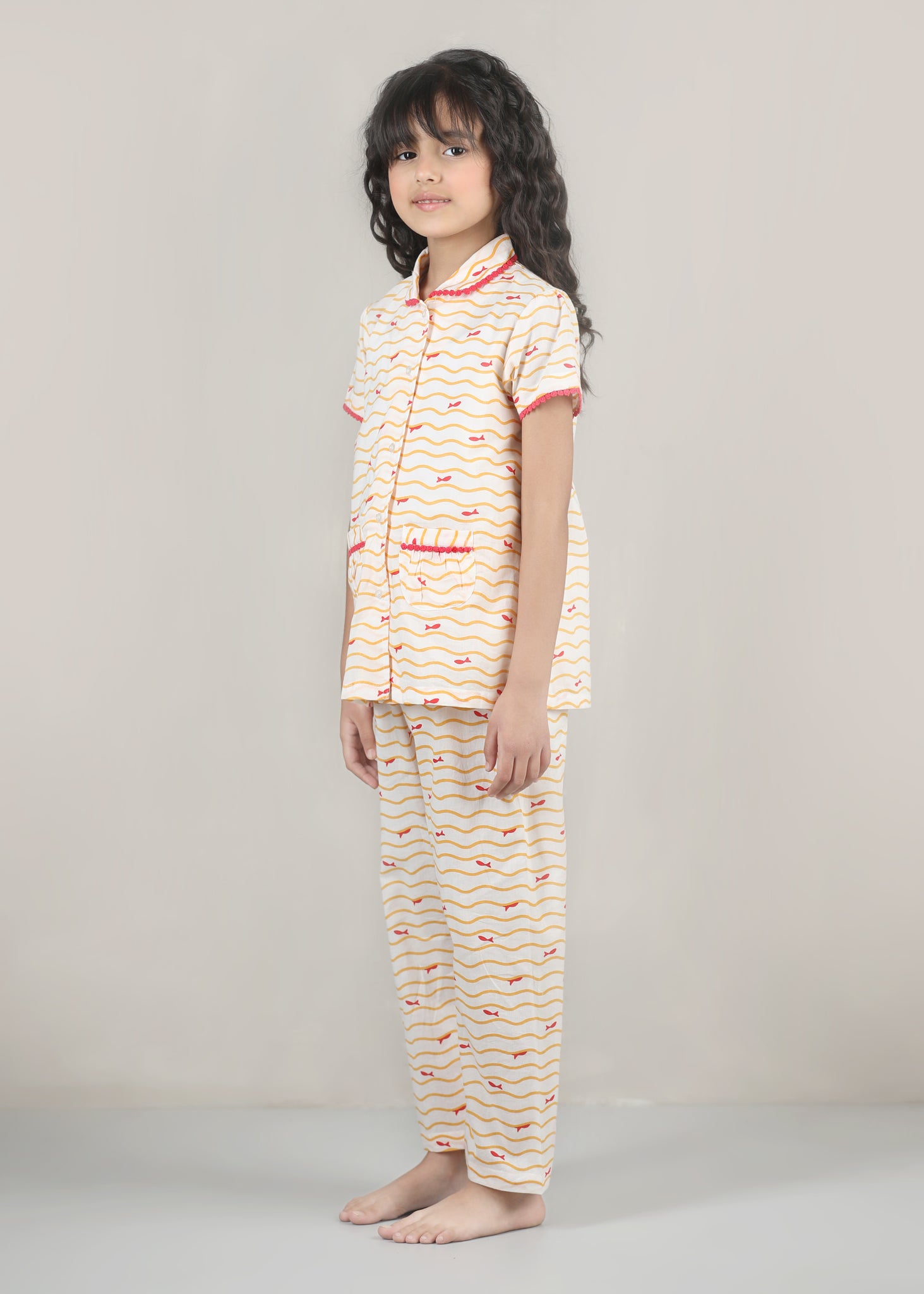Fishes Night Suit Set – Peach (1–12 Yrs