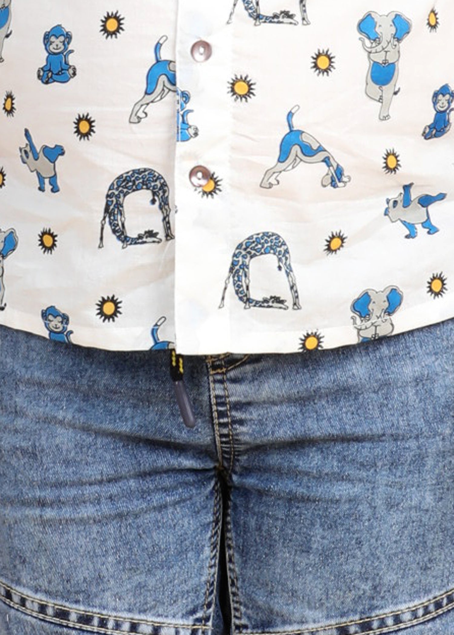 Animal Yoga White Cotton Boys Shirt (6 Months-12 Years)