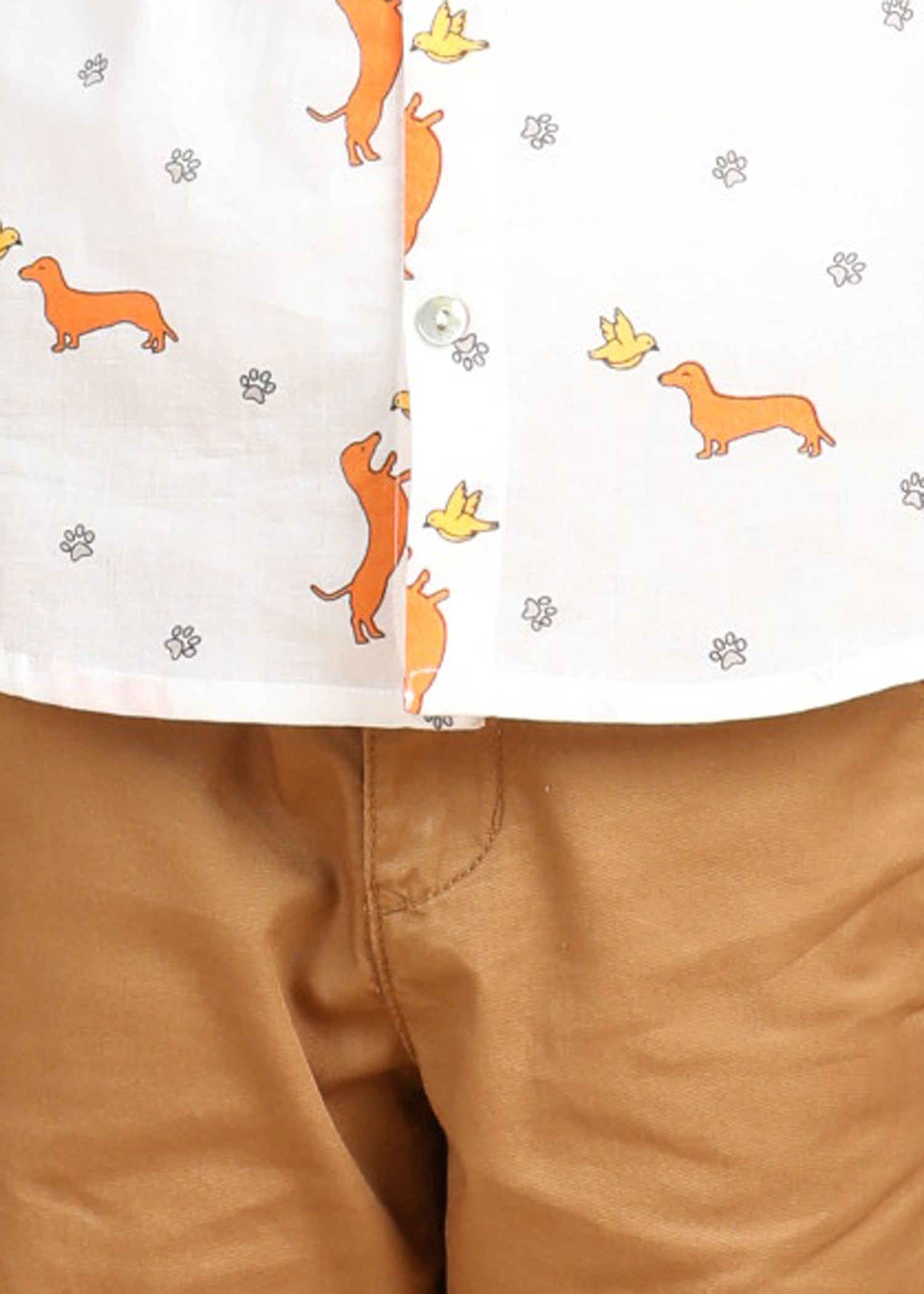 Dog Play White Cotton Boys Shirt (6 Months-12 Years)