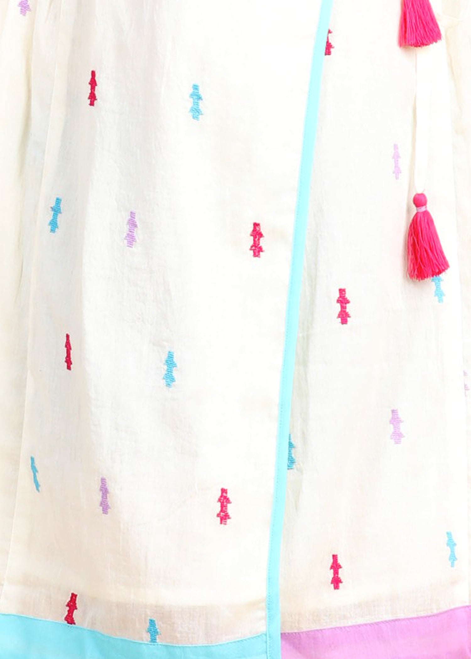 Angrakha Embroidered Creme Cotton Dress Girls (6 Months-12 Years)