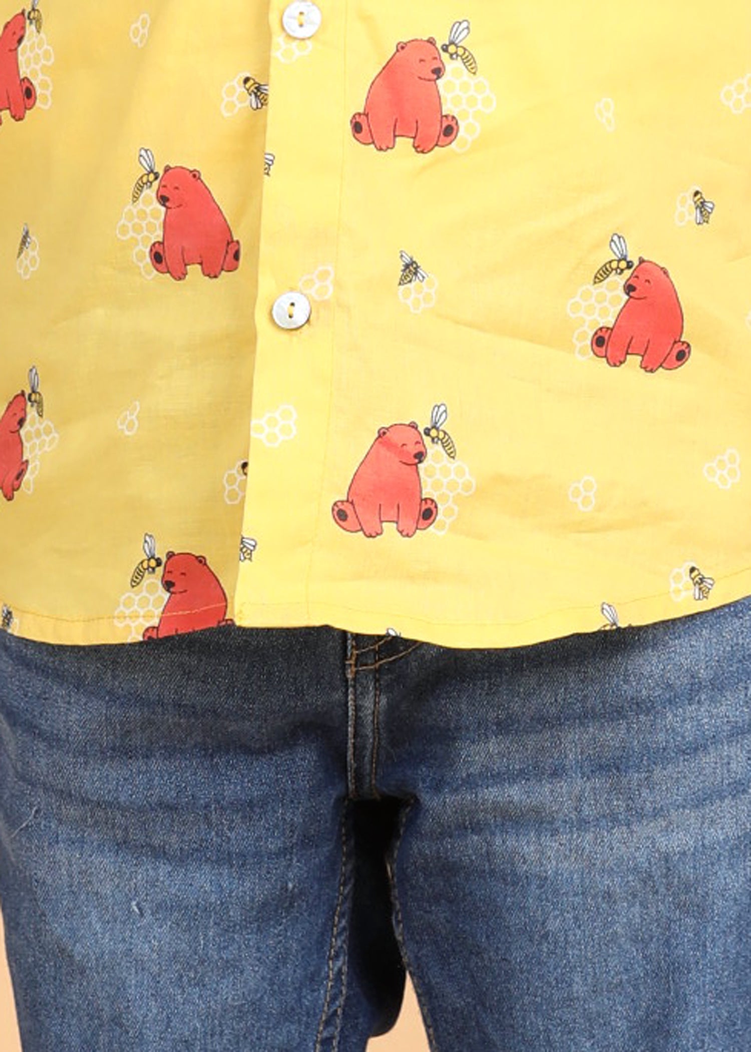 Honey Bear Mustard Cotton Boys Shirt (6 Months-12 Years)