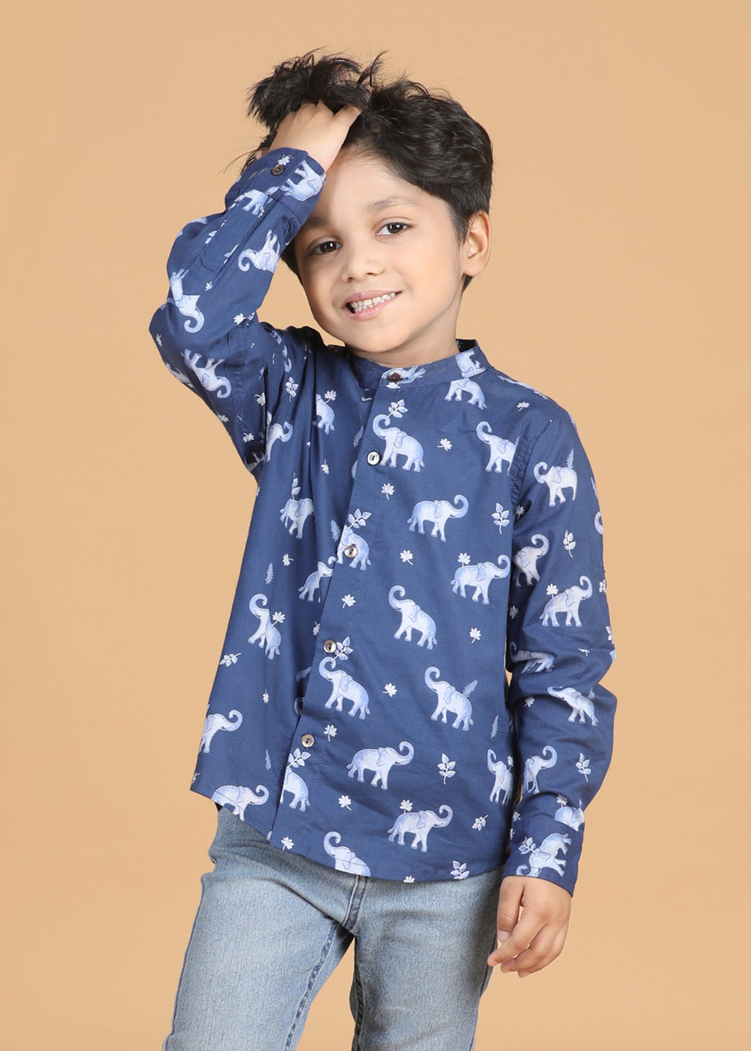 Airawat Navy Cotton Boys Shirt (6 Months-12 Years)