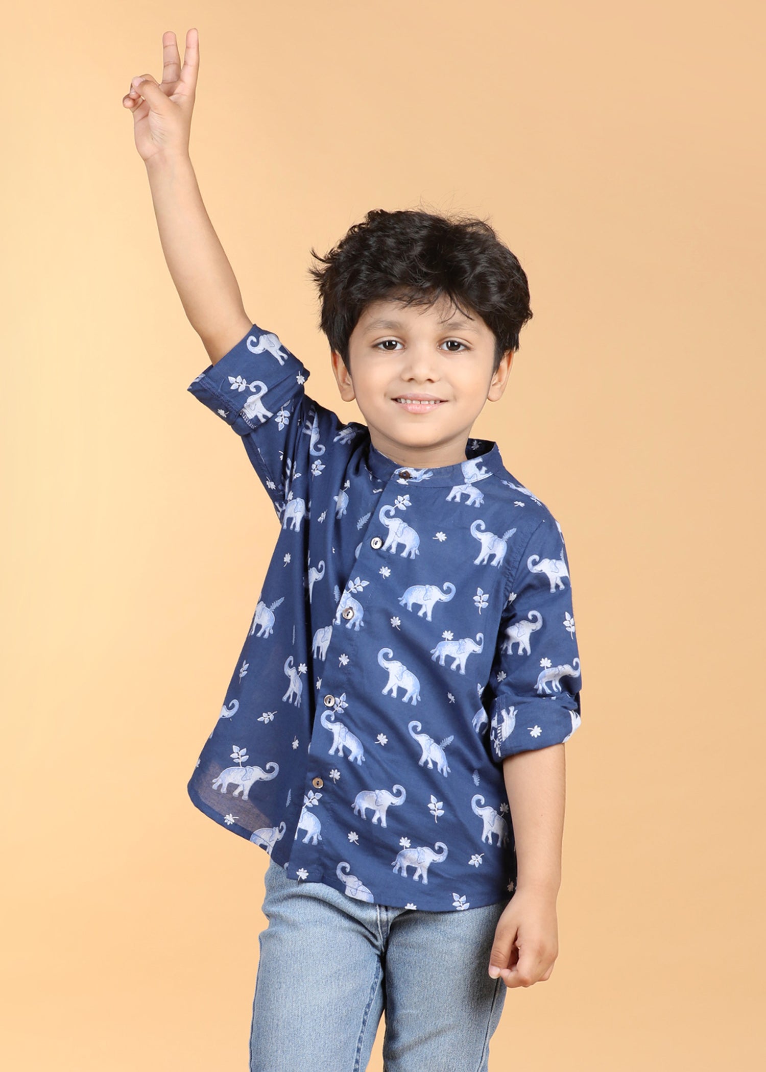 Airawat Navy Cotton Boys Shirt (6 Months-12 Years)