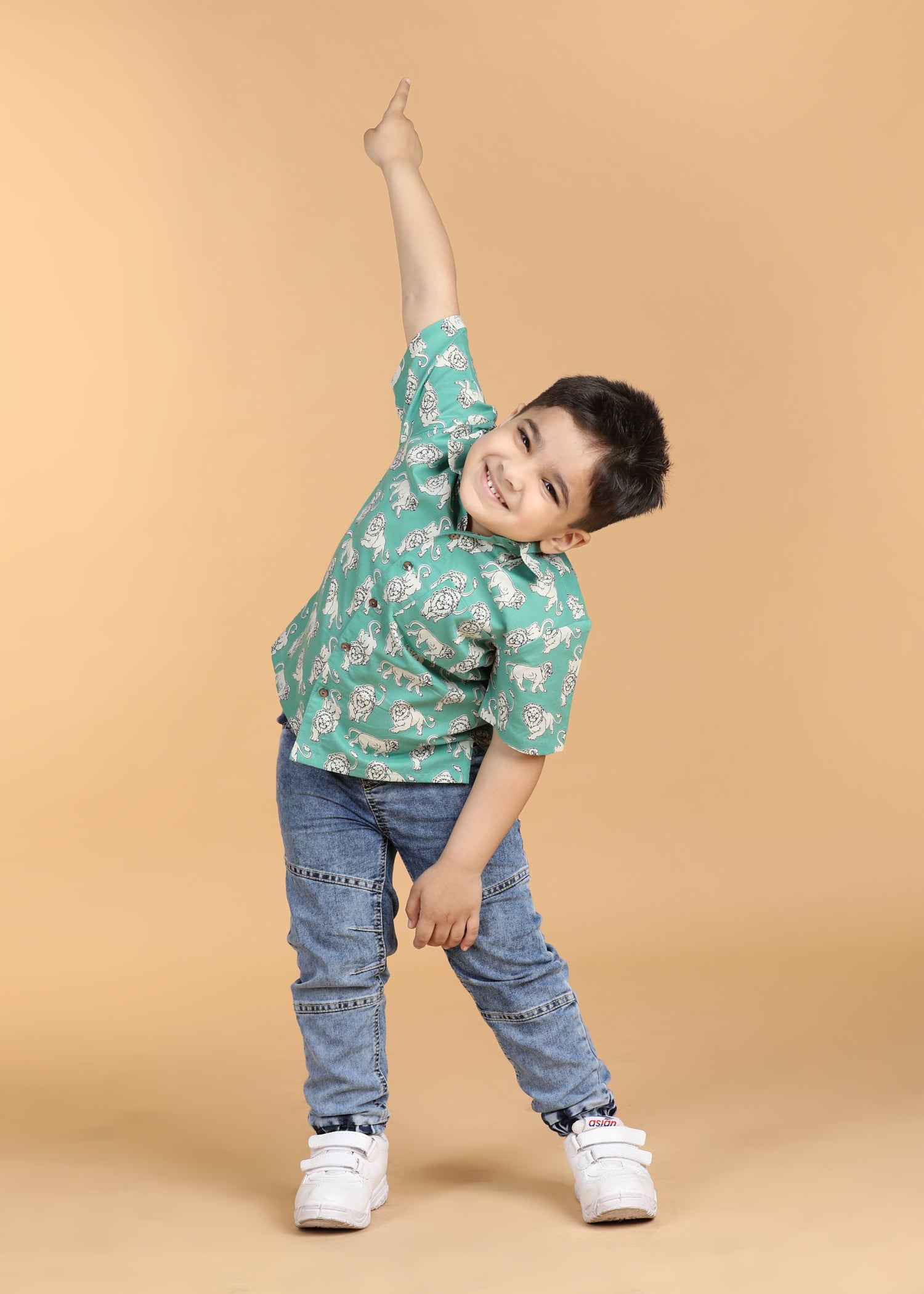 Leo Teal Cotton Boys Shirt (6 Months-12 Years)
