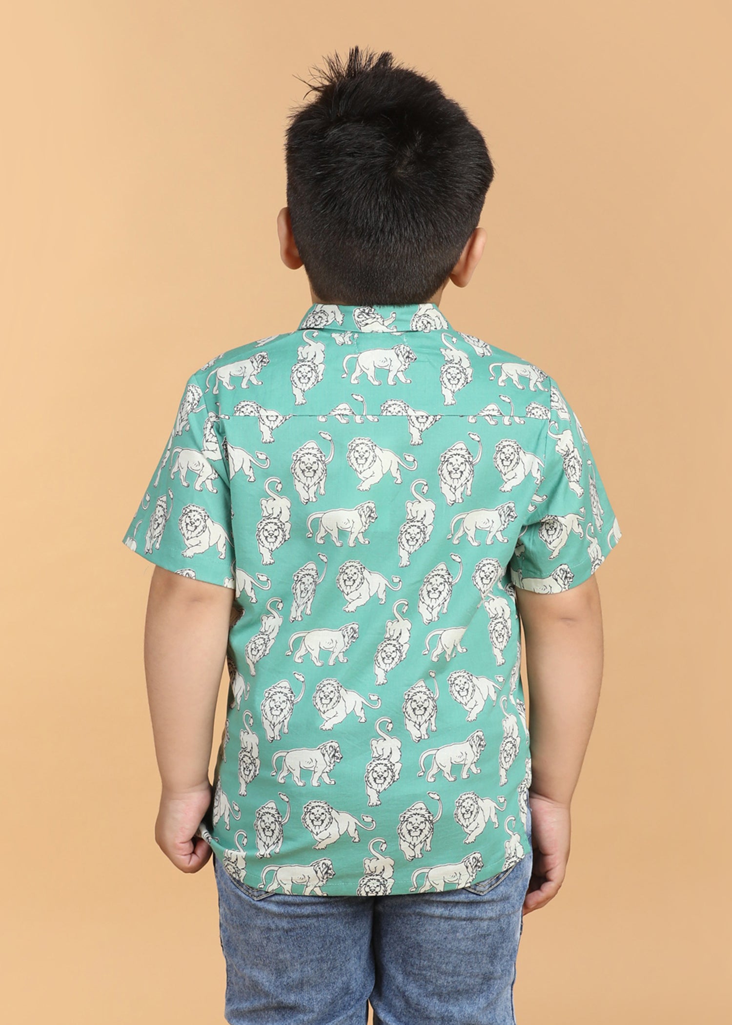 Leo Teal Cotton Boys Shirt (6 Months-12 Years)
