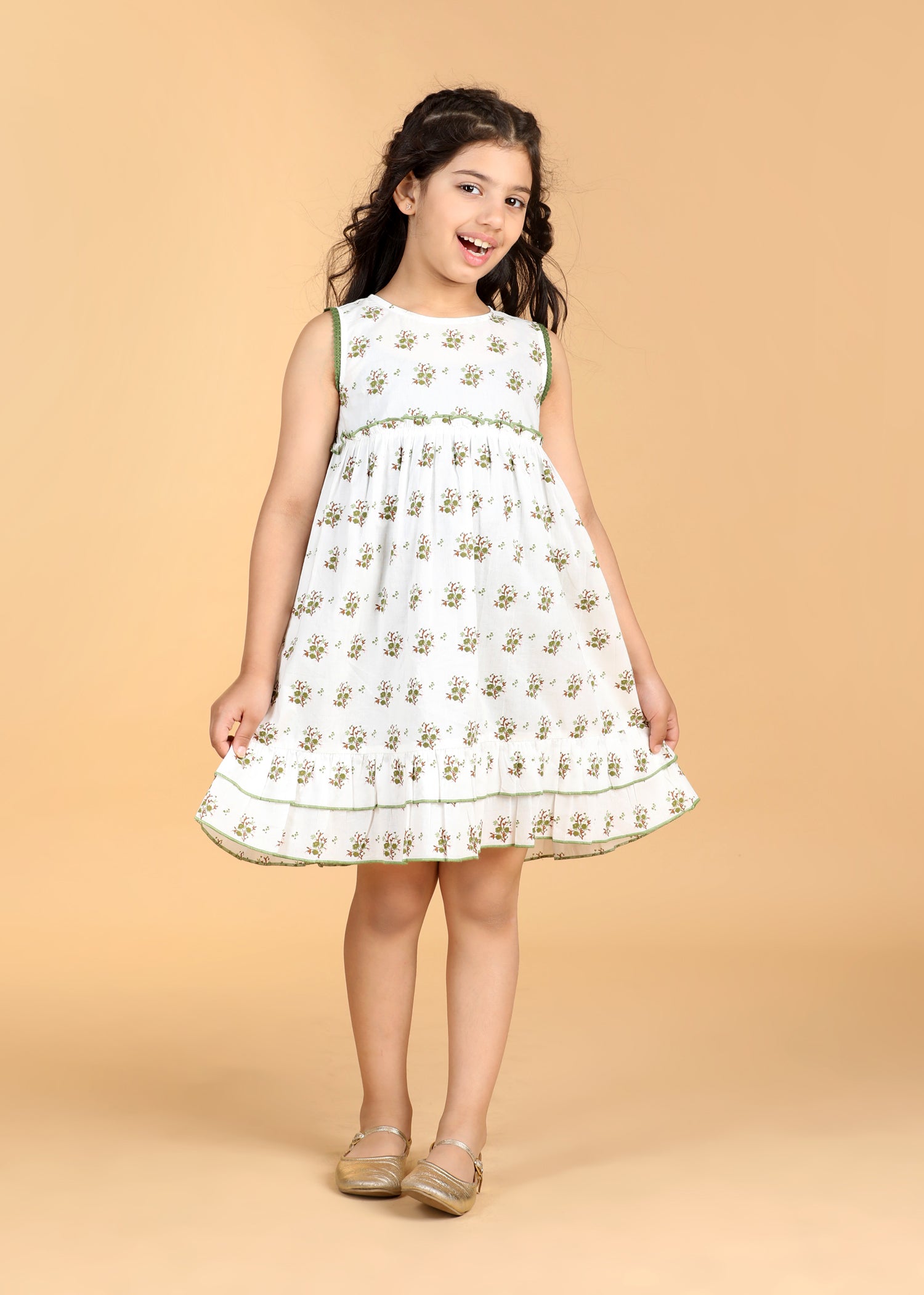 Sofia Bouquet White Cotton Dress Girls (6 Months-12 Years)