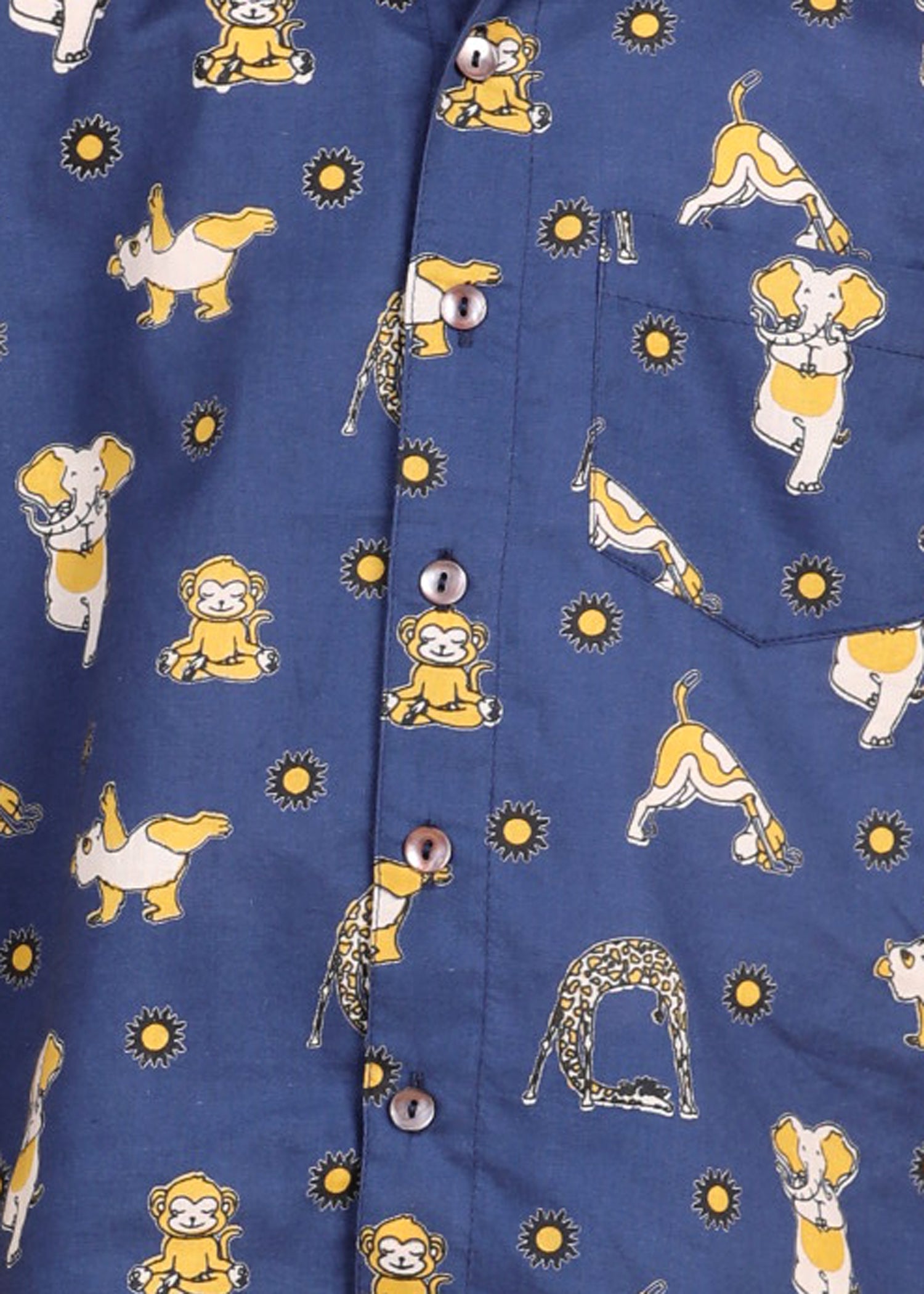 Animal Yoga Blue Cotton Boys Shirt (6 Months-12 Years)