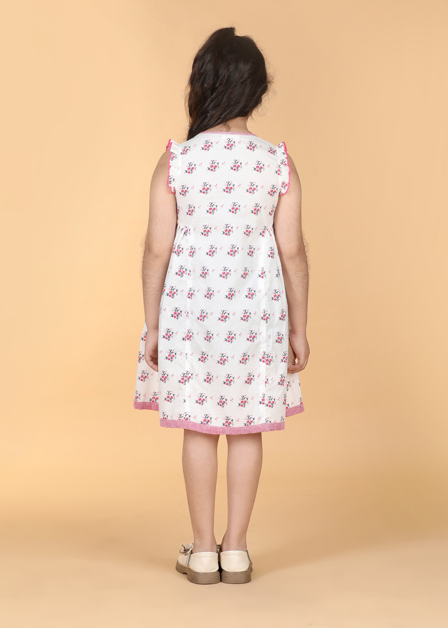 Angrakha Bouquet White Cotton Dress Girls (6 Months-12 Years)