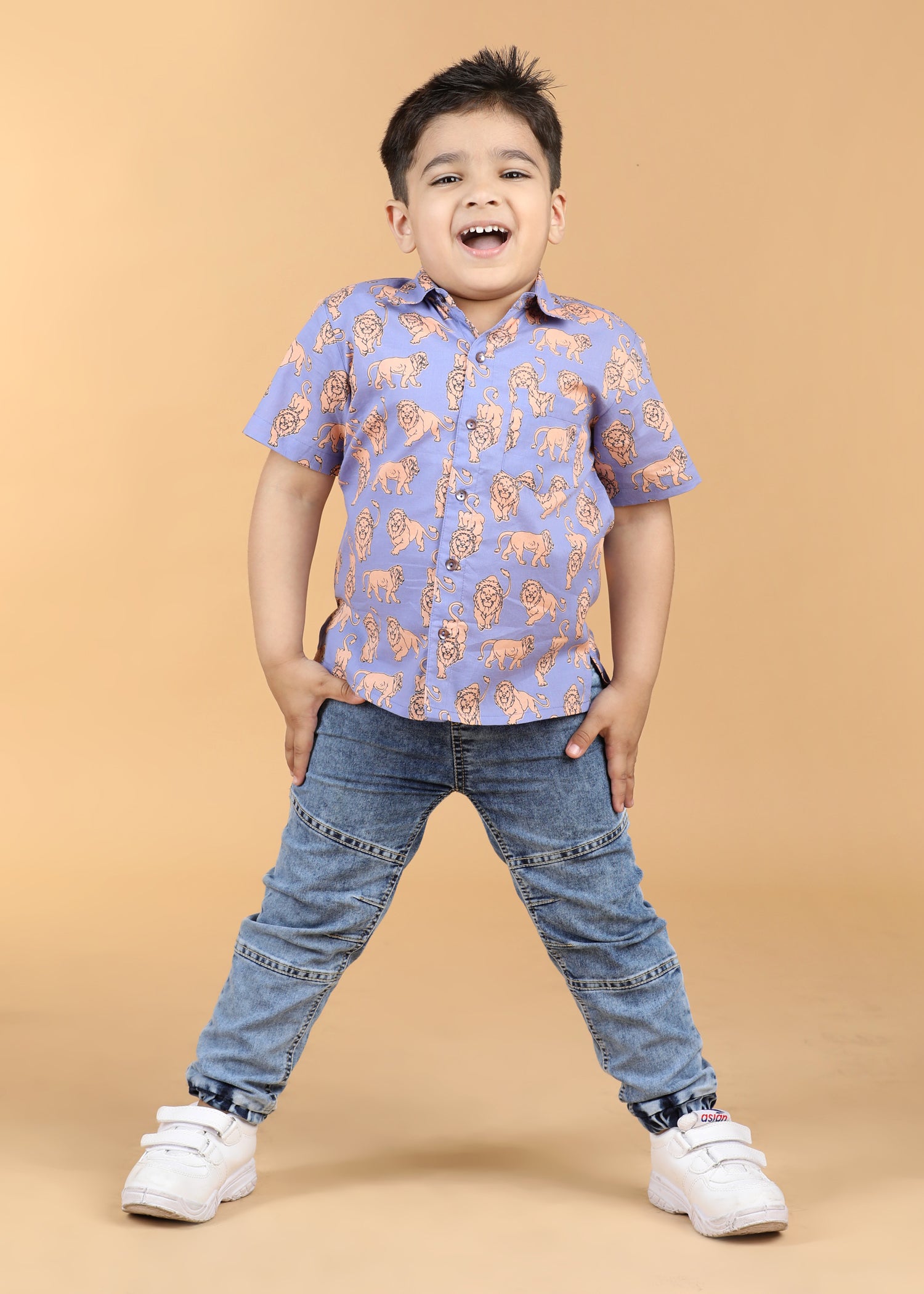 Leo Purple Cotton Boys Shirt (6 Months-12 Years)
