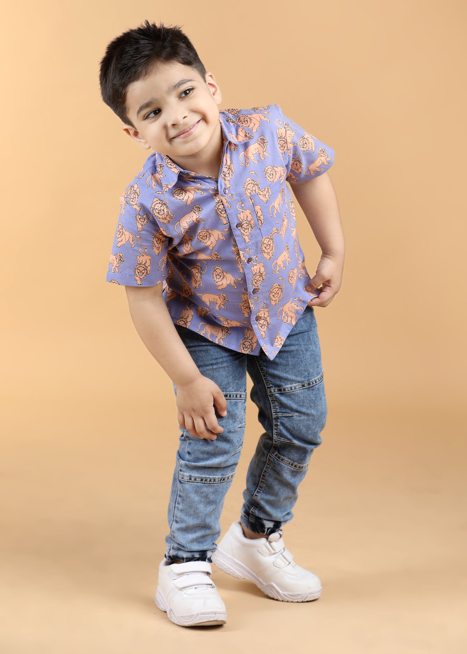 Leo Purple Cotton Boys Shirt (6 Months-12 Years)