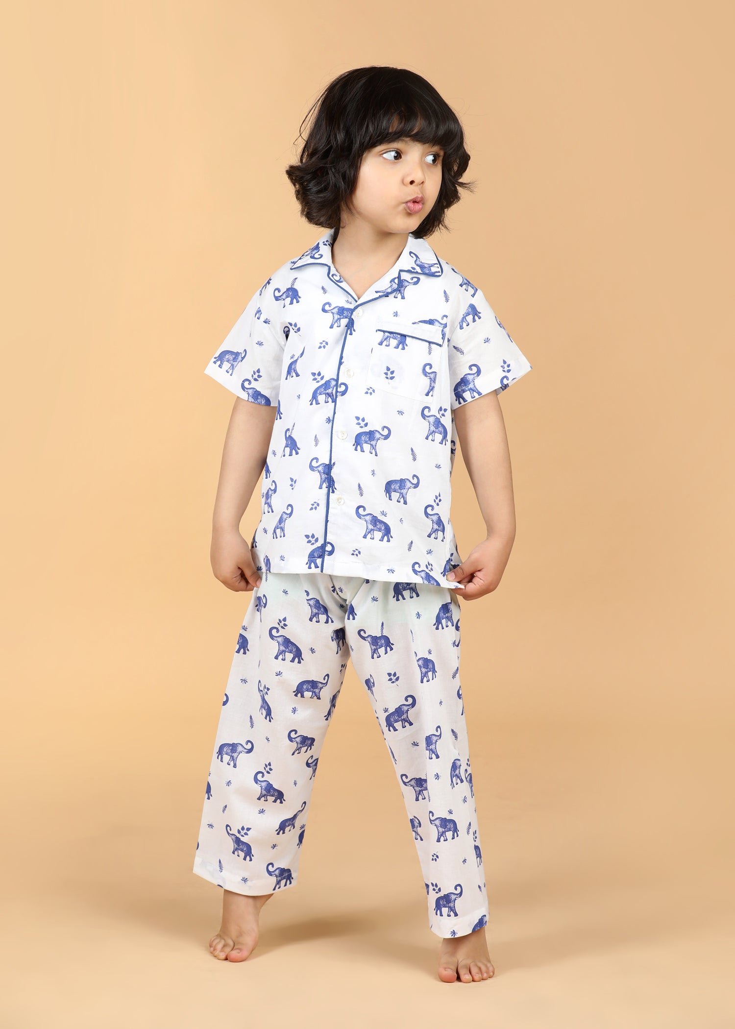 Airawat Boys White Half Sleeve Night Suit (1-12 Yrs)
