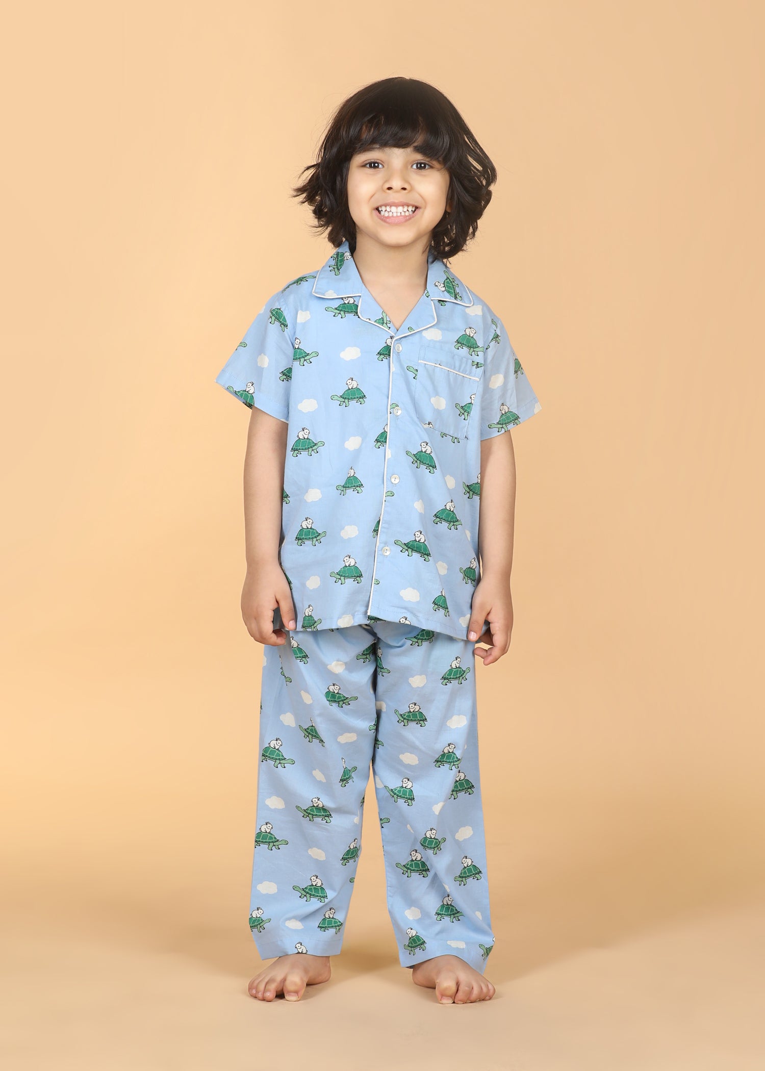 Hop And Crawl Boys Sky Blue Half Sleeves Night Suit (1-12 Yrs)