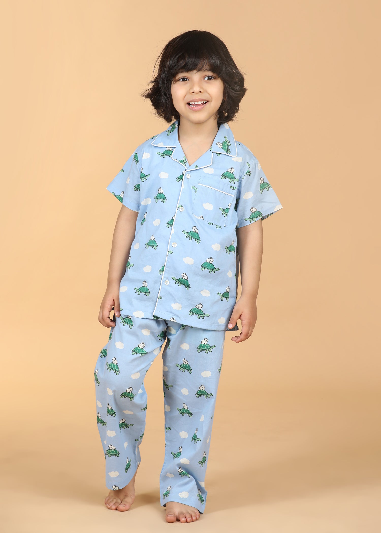 Hop And Crawl Boys Sky Blue Half Sleeves Night Suit (1-12 Yrs)