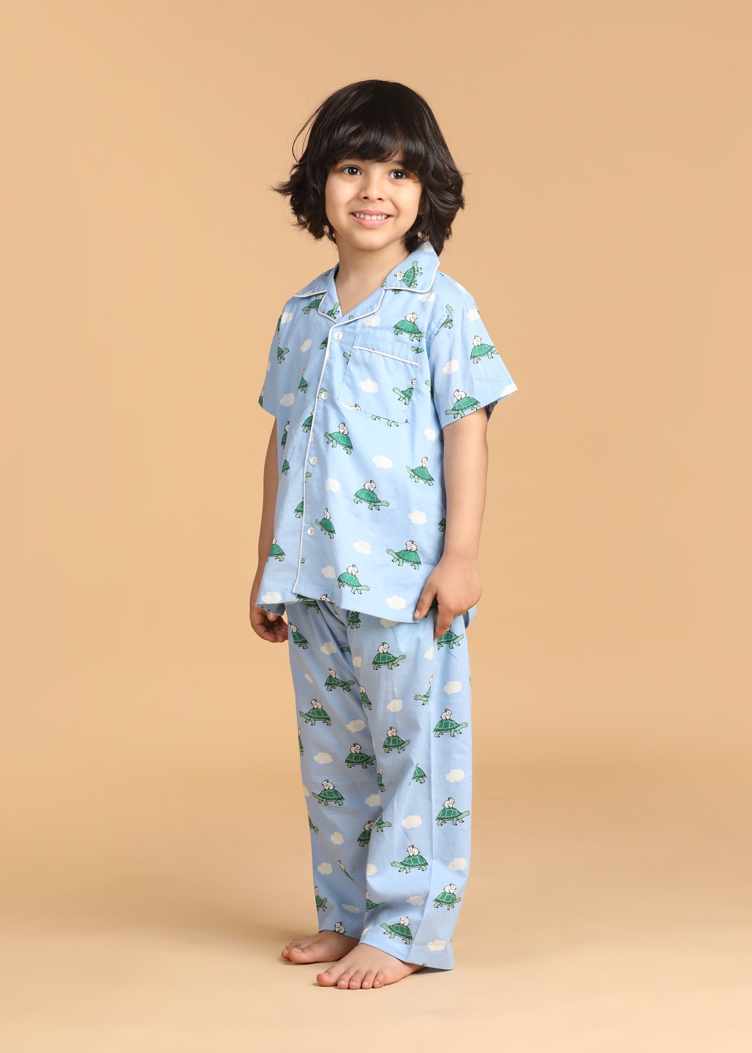 Hop And Crawl Boys Sky Blue Half Sleeves Night Suit (1-12 Yrs)
