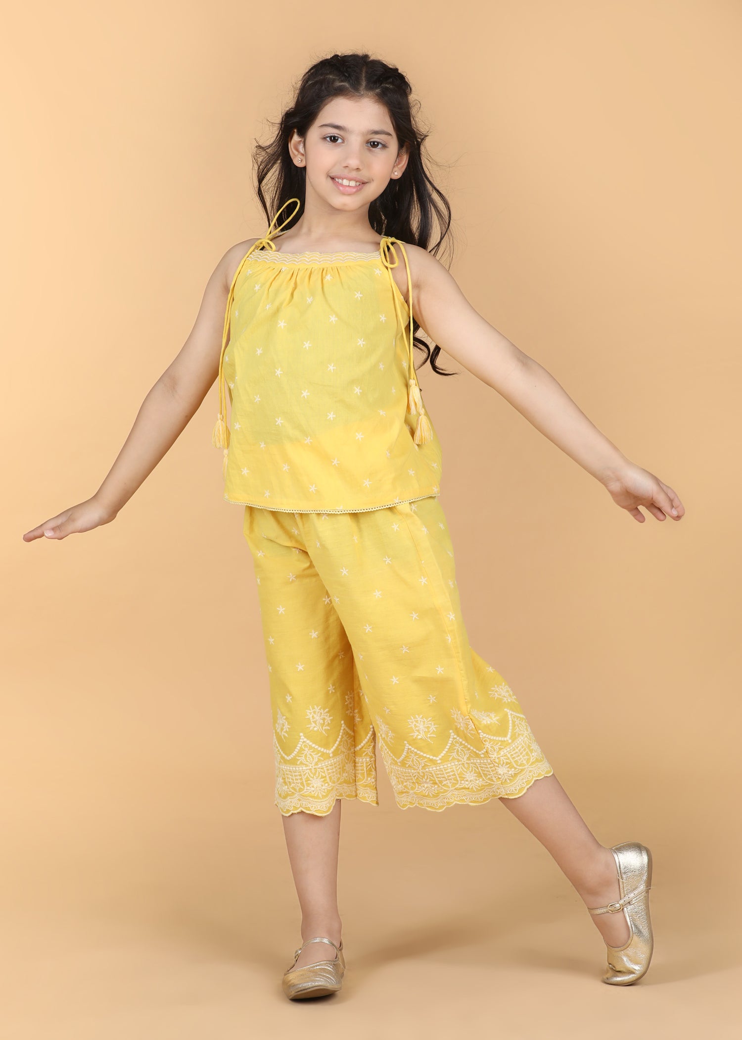 Arya Emroidered Yellow Cotton Top Girls (6 Months -12 Yrs)