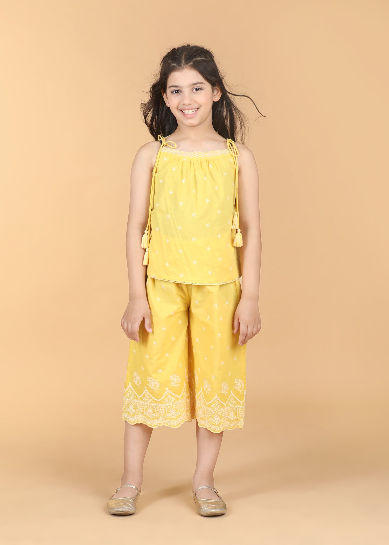 Arya Emroidered Yellow Cotton Top Girls (6 Months -12 Yrs)