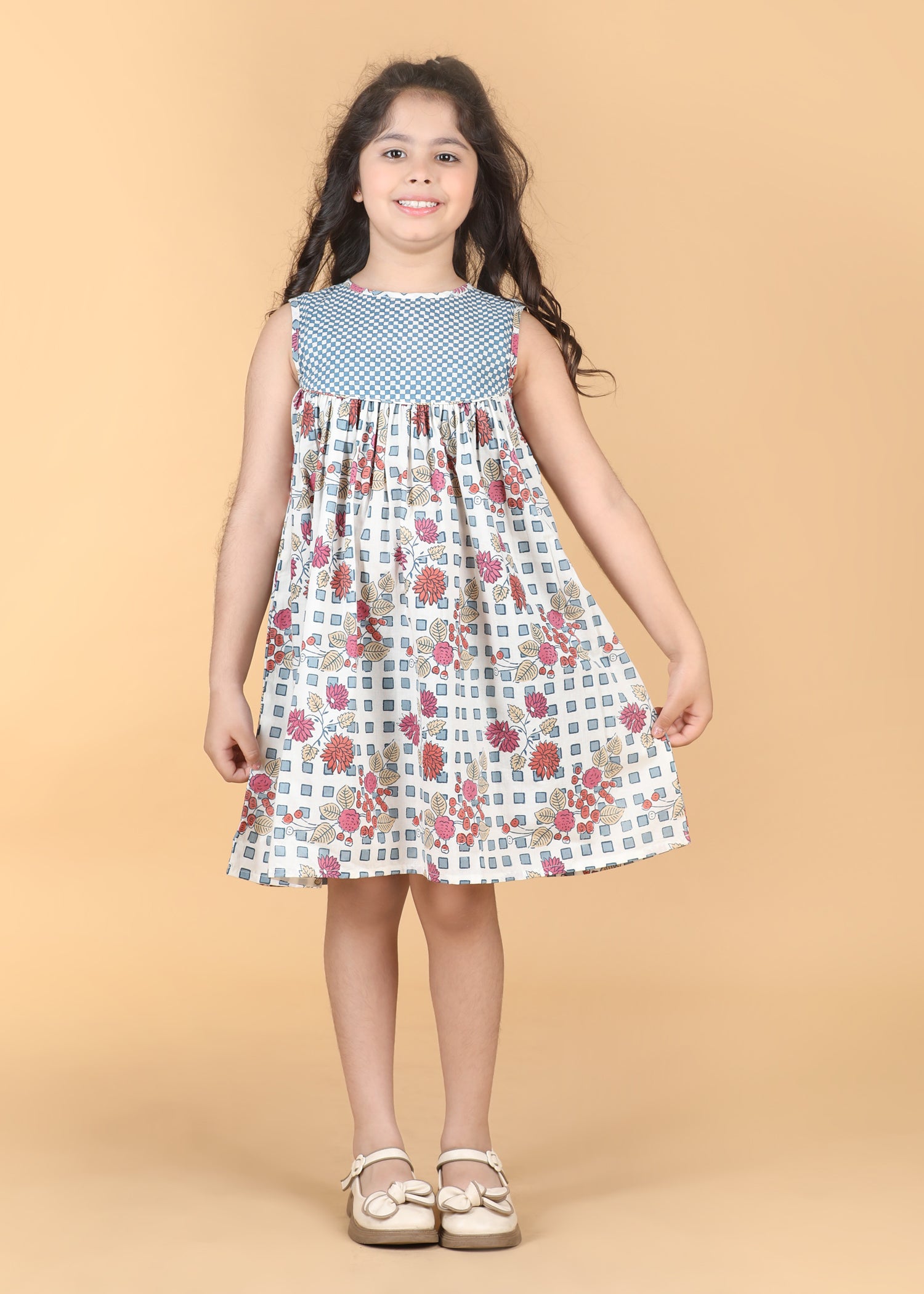 Rosemary Flower Checks Multi Dress Girls (6 Months-12 Years)