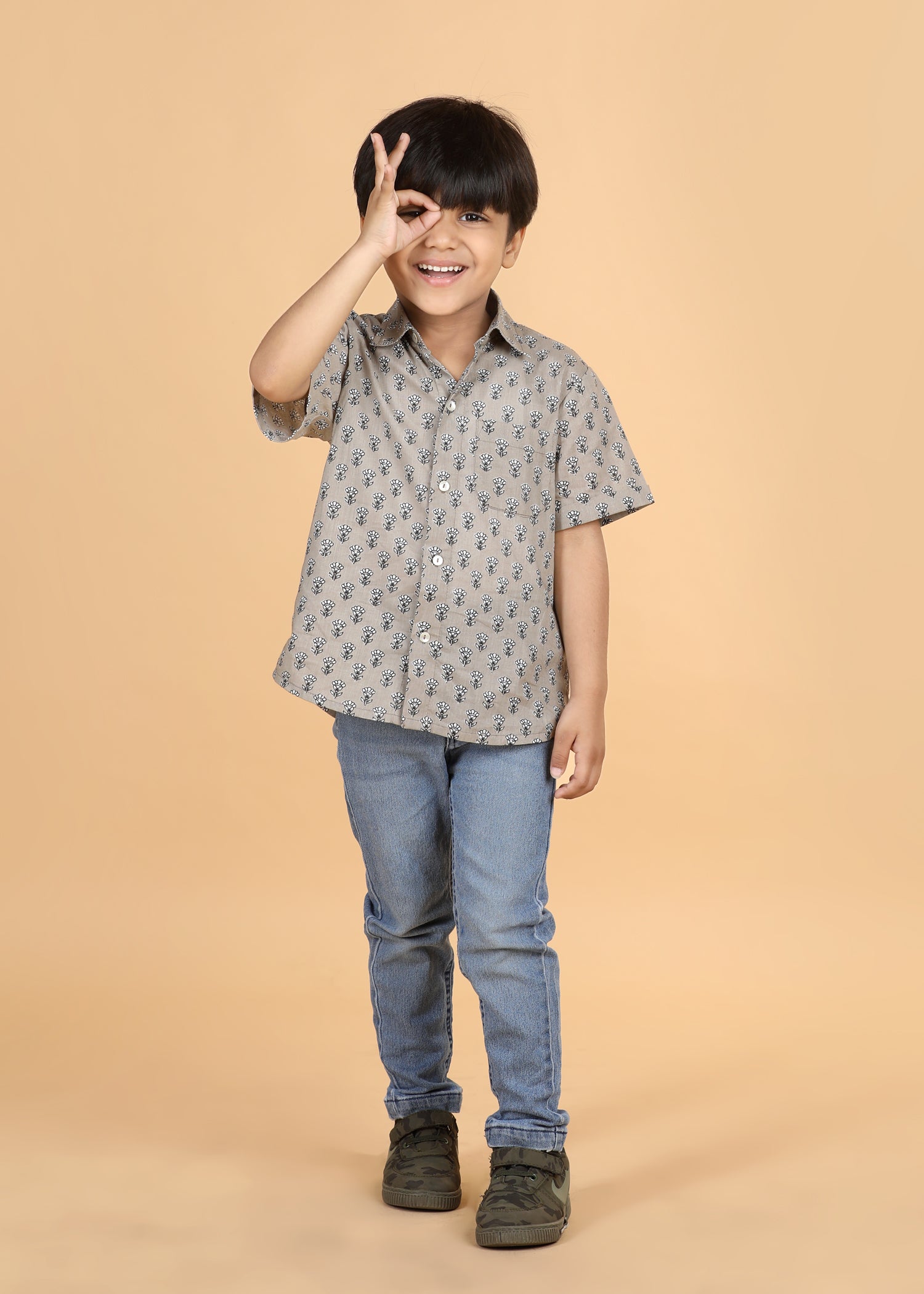 Country Beige Cotton Boys Shirt (6 Months-12 Years)