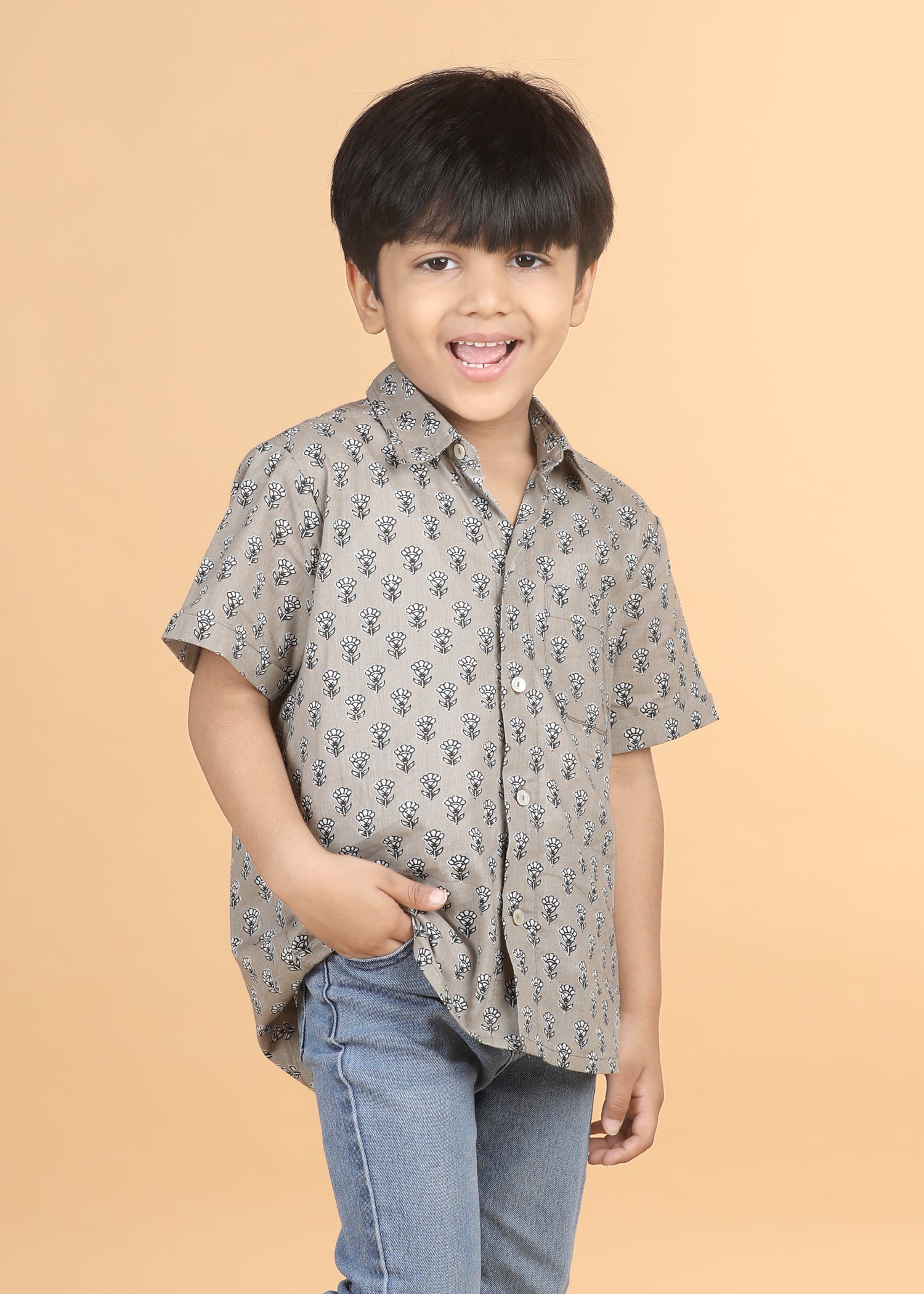 Country Beige Cotton Boys Shirt (6 Months-12 Years)