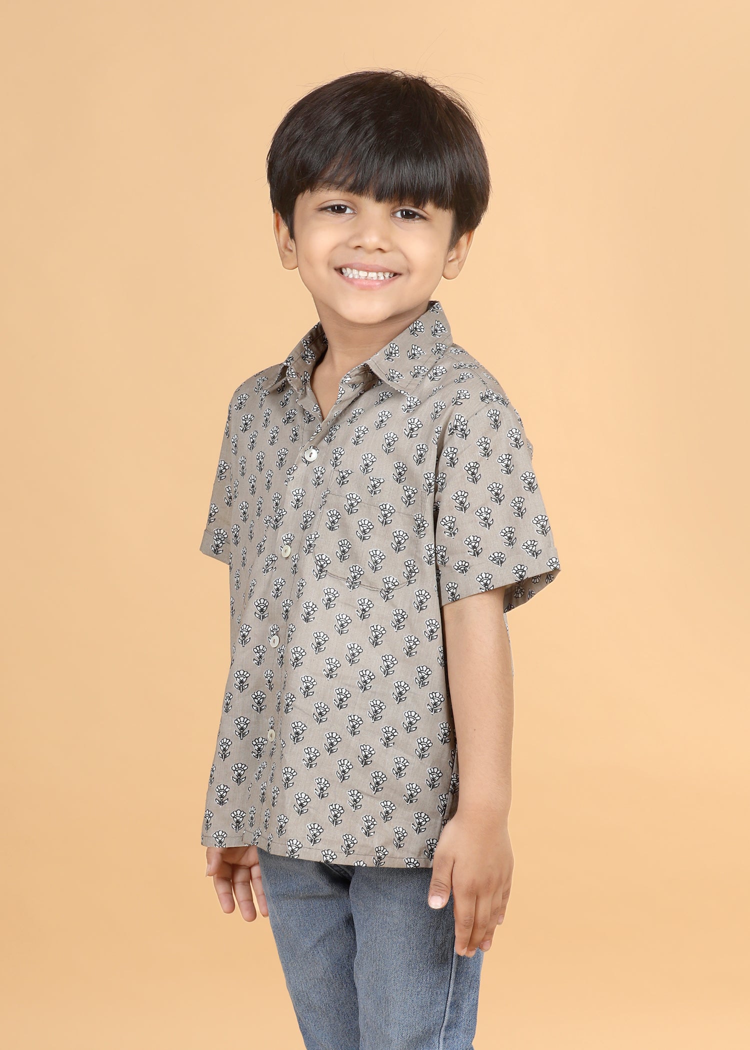 Country Beige Cotton Boys Shirt (6 Months-12 Years)