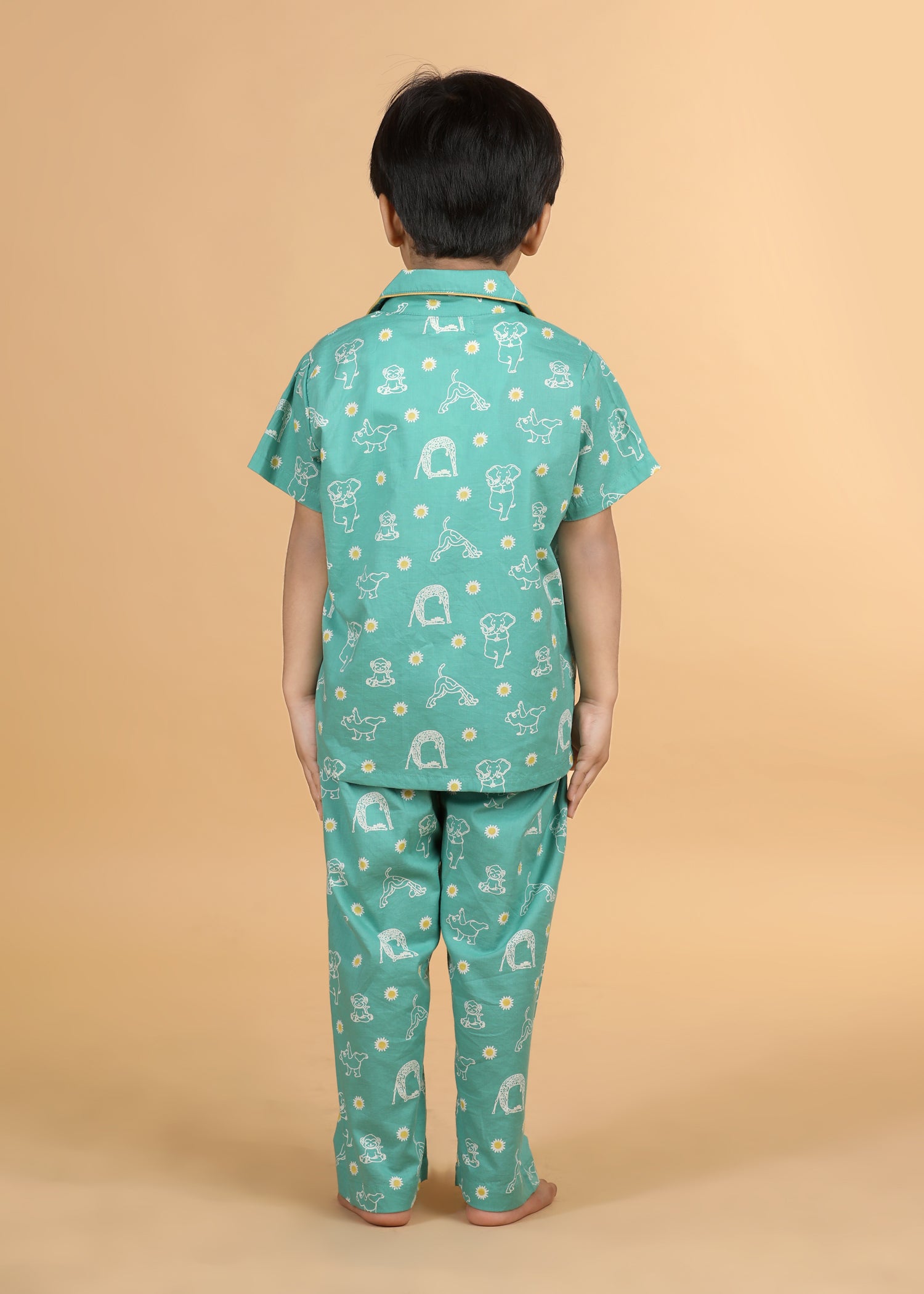 Animal Yoga Boys Green Half  Sleeve Night Suit (1-12 Yrs)