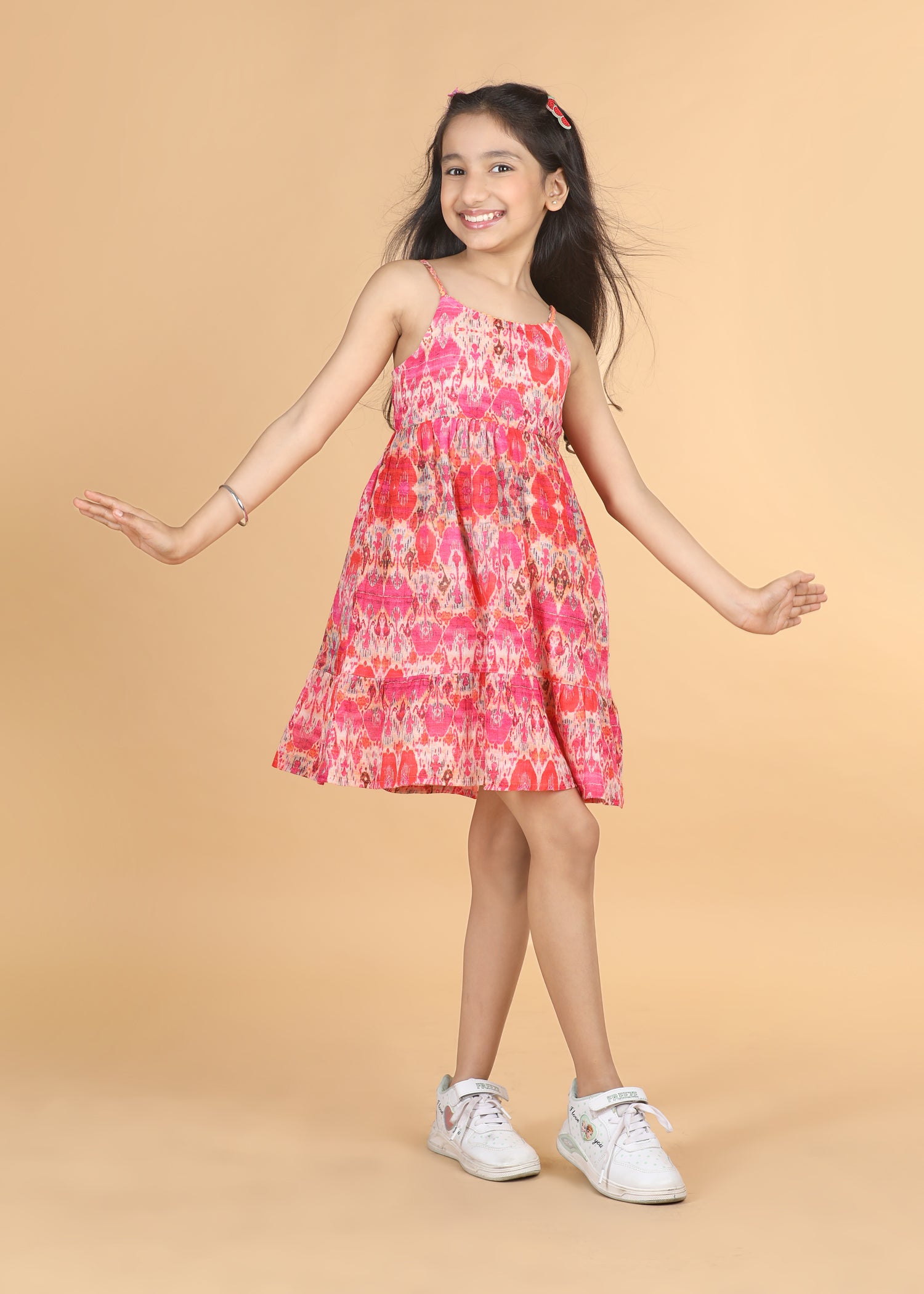 Mehri Ikkat Multi Cotton Dress Girls (6 Months-12 Years)