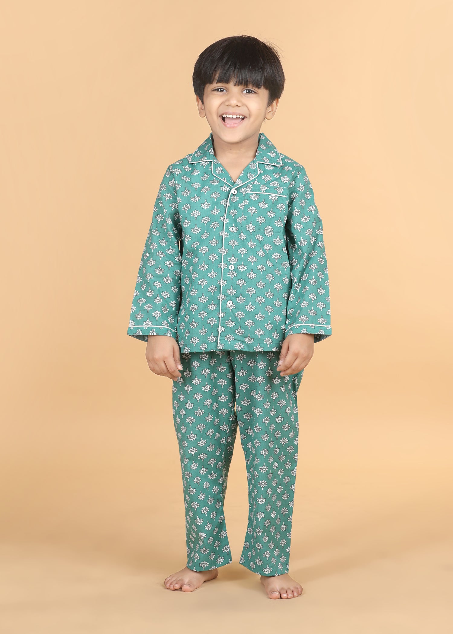 Mahi Boys Green Full Sleeves Night Suit (1-12 Yrs)