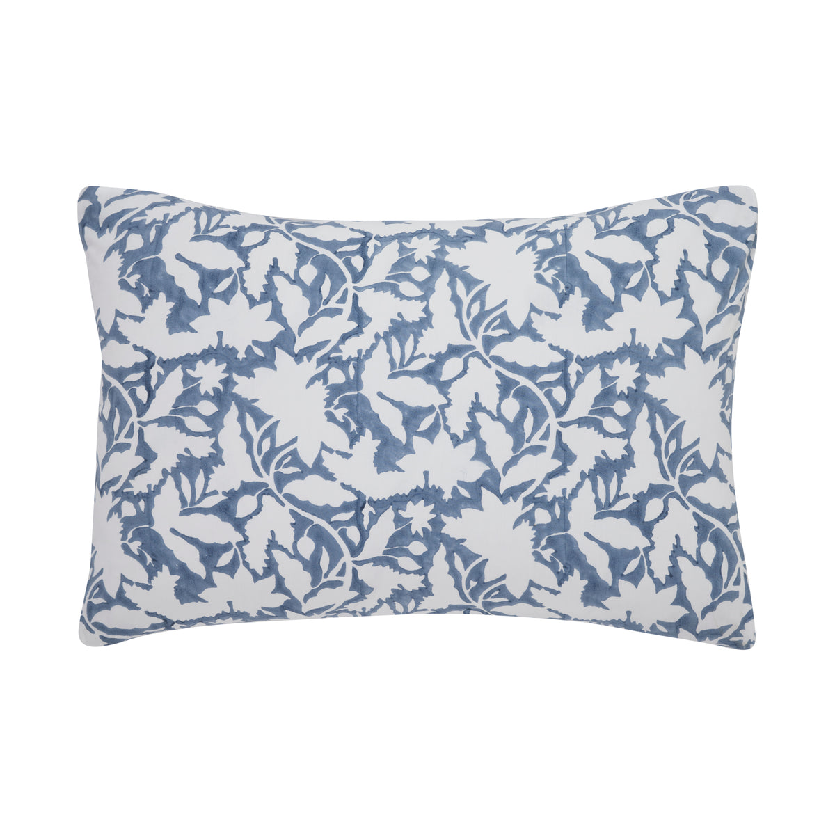 Sunwashed Bloom Cotton Pillow Cover – Blue