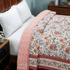 Chintz Garden Maroon Hand Screen Print Lightweight Cotton Quilt