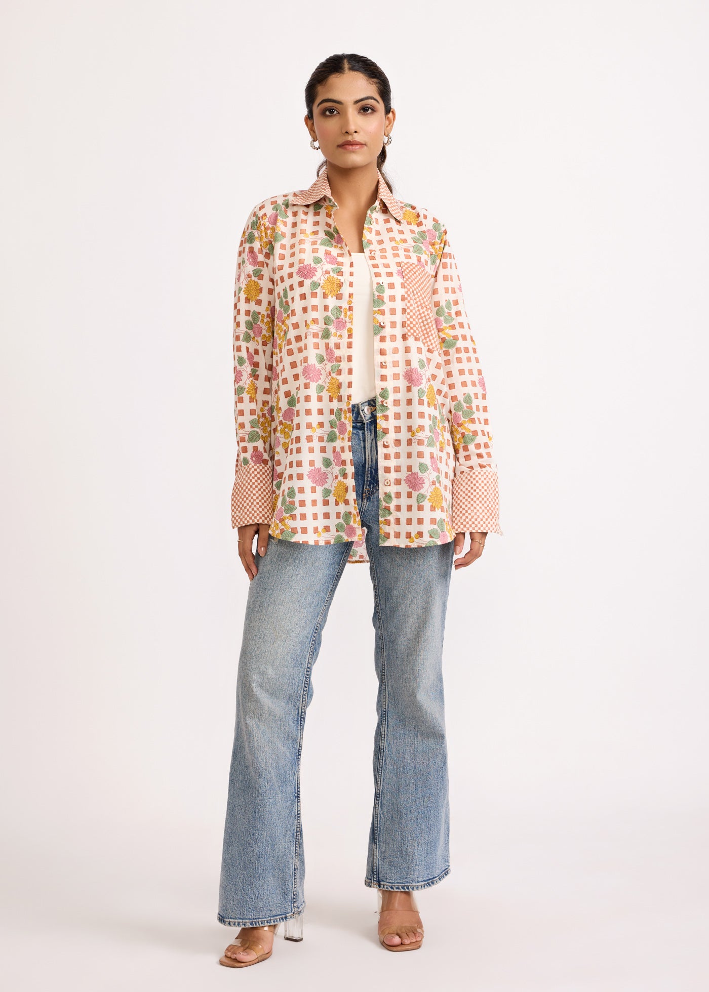 Oxford Cotton Shirt-Brown/Pink
