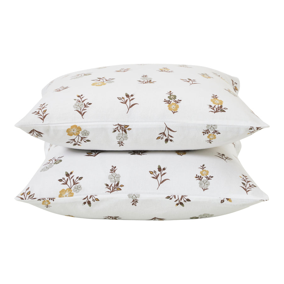 Flax Linen Cotton Cushion Cover – Yellow/Grey