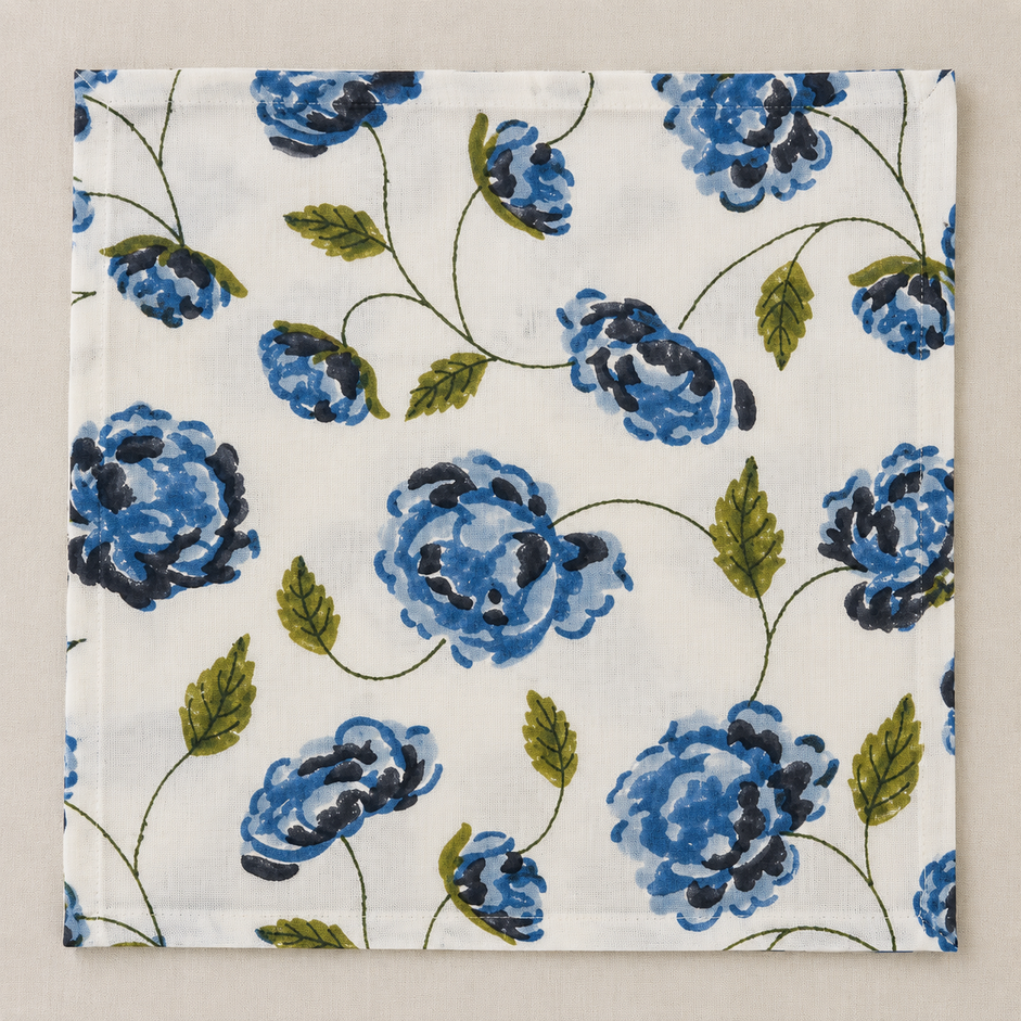 Peonia Blue-Green Floral Napkin – Set of 6