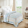 Monochromatic Mustard & Blue Hand Block Printed Cotton AC Quilt (40th Edition)