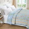 Monochromatic Mustard & Blue Hand Block Printed Cotton AC Quilt (40th Edition)