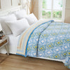 Monochromatic Mustard & Blue Hand Block Printed Cotton AC Quilt (40th Edition)