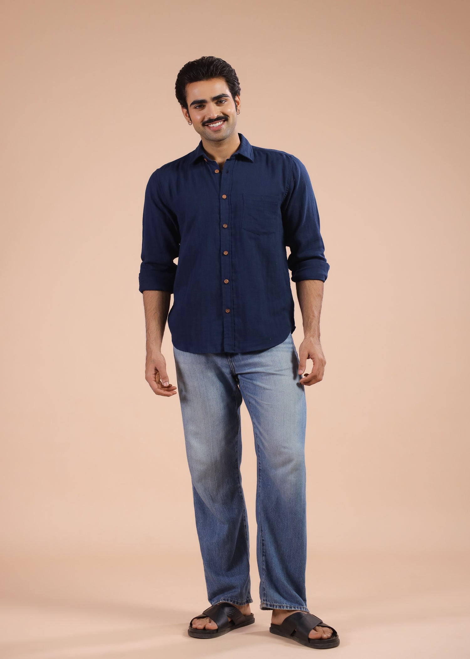 Full Sleeves Collar Shirt-Navy Blue