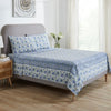 Floral Harmony Blue & Green Hand Block Printed Cotton Bedcover