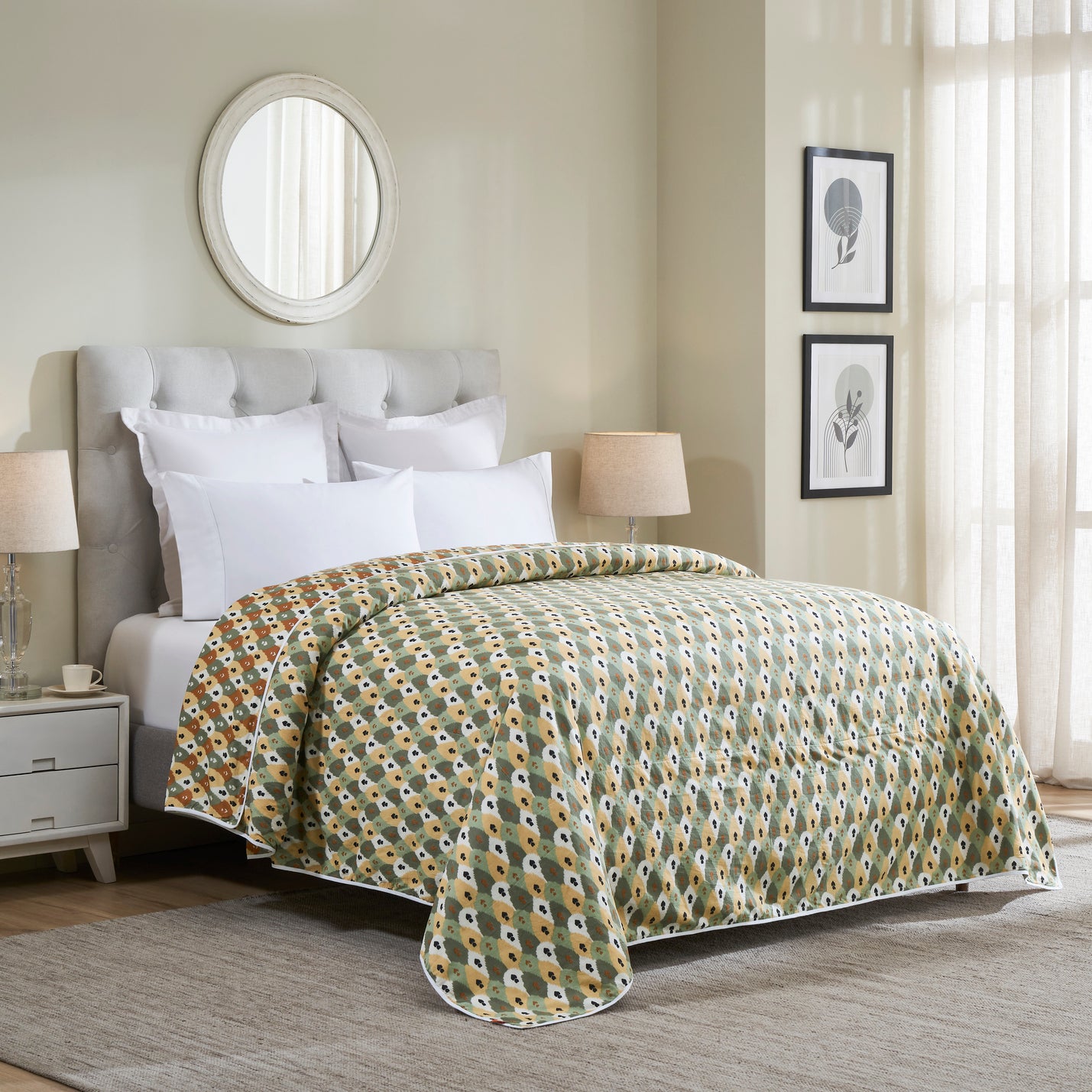Ikat Cotton Dohar – Brown/Green