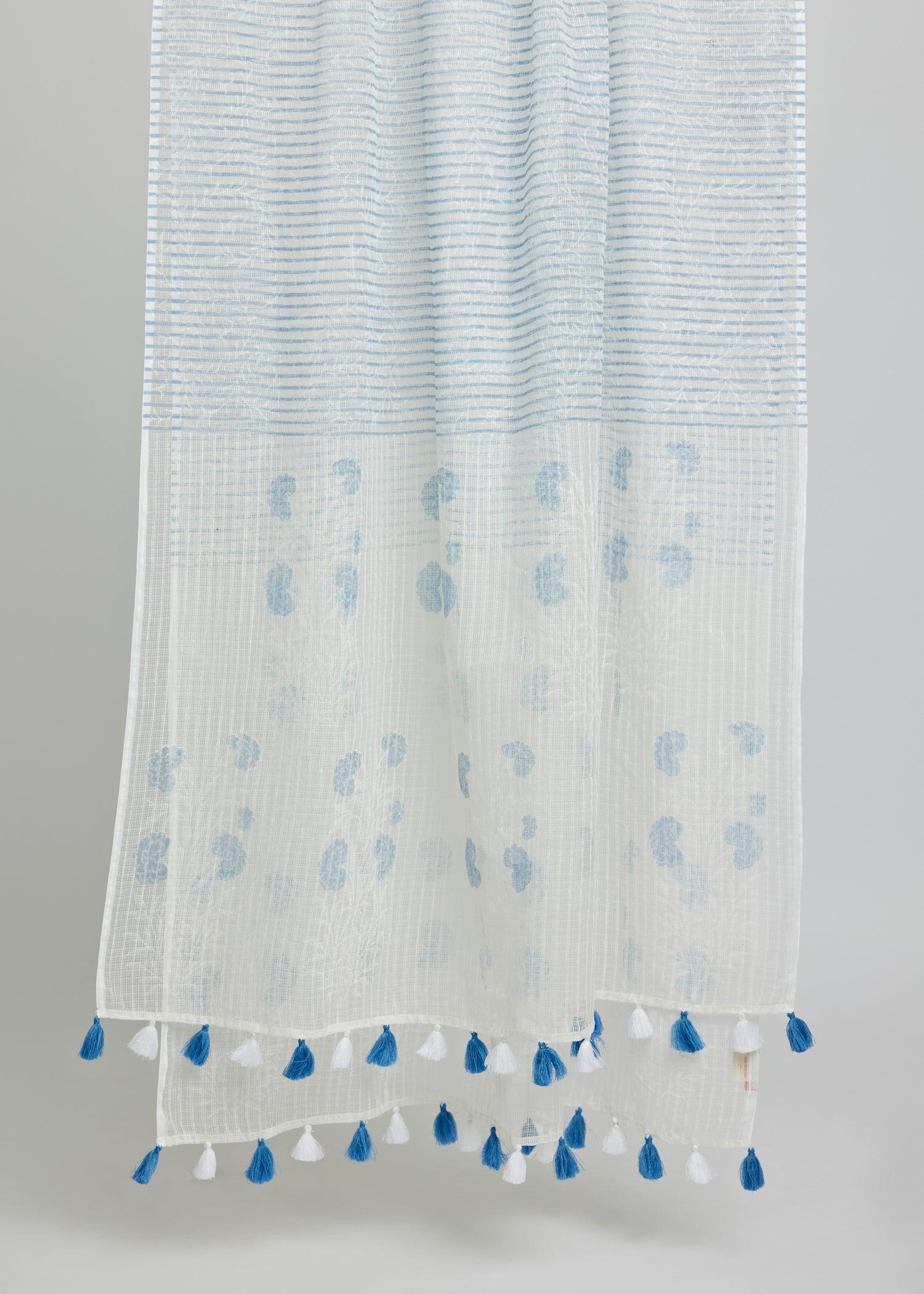 White & Blue Kota Doria Dupatta Ratan Texprocess Pvt. Ltd