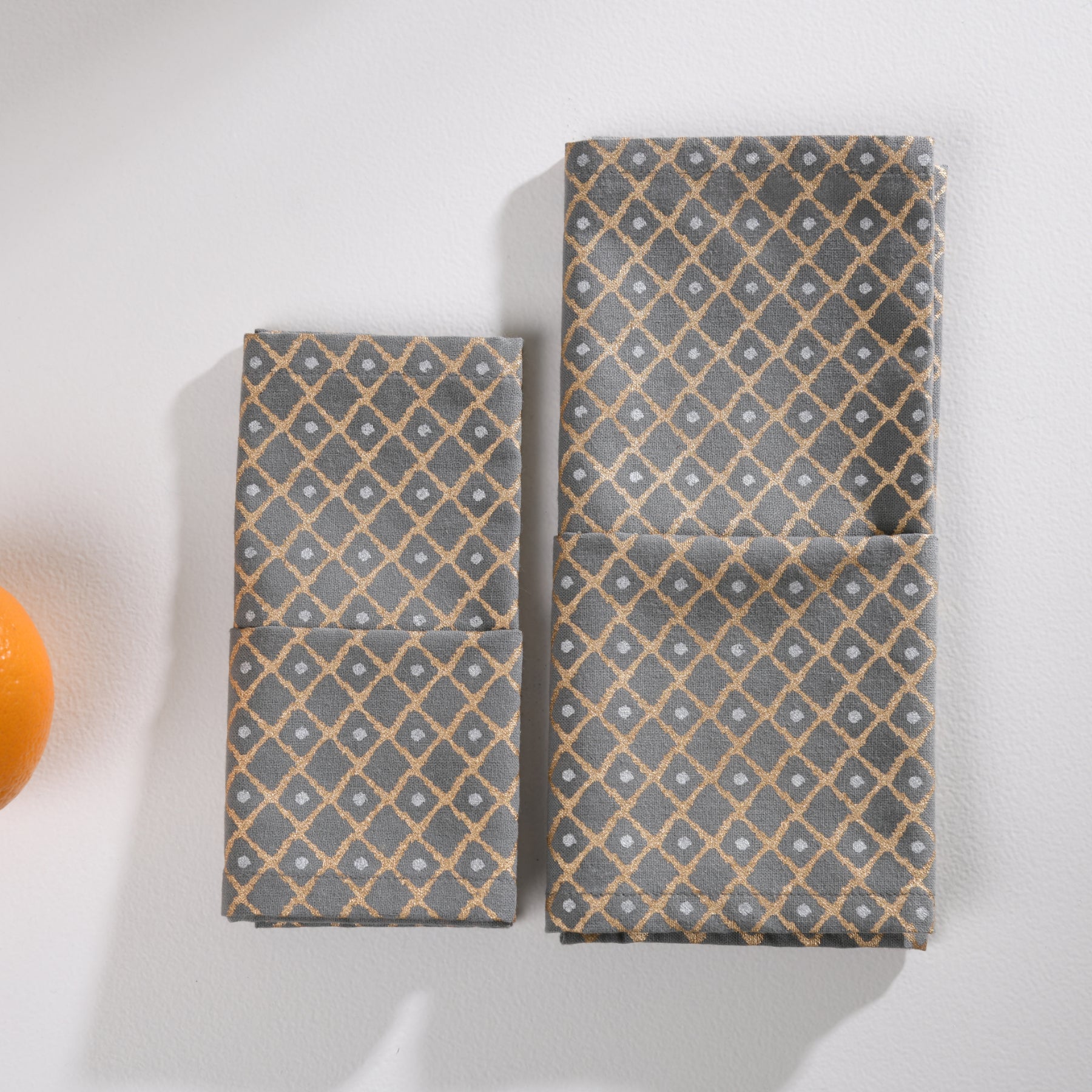Hazy-Diamond Grey-Gold Napkin Set - 6 pieces Ratan Texprocess Pvt. Ltd