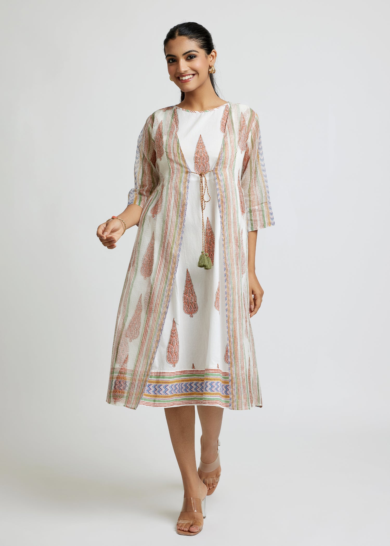 White-Red Shrug Dress Ratan Texprocess Pvt. Ltd