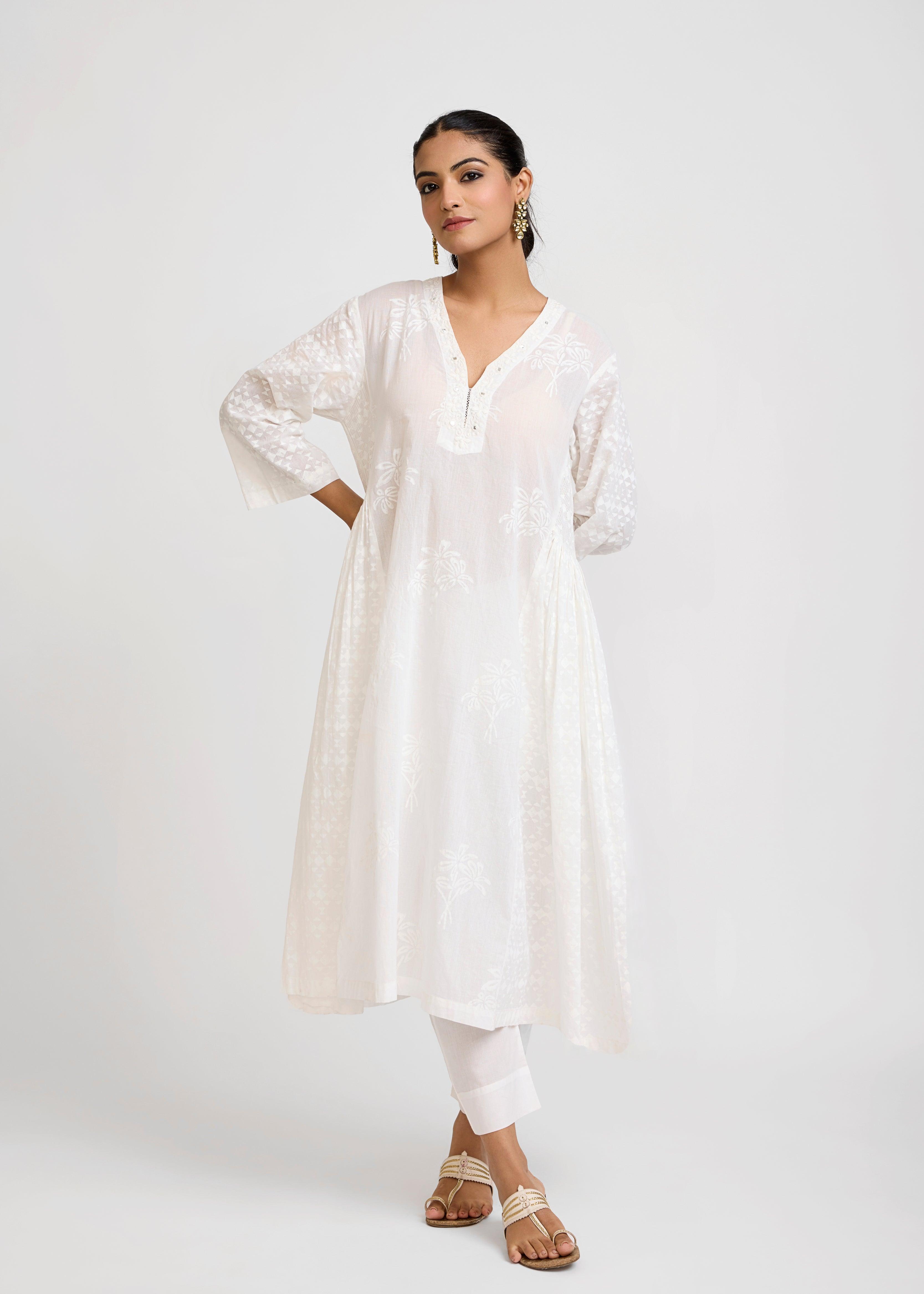 Zinnia White Kurta Ratan Texprocess Pvt. Ltd
