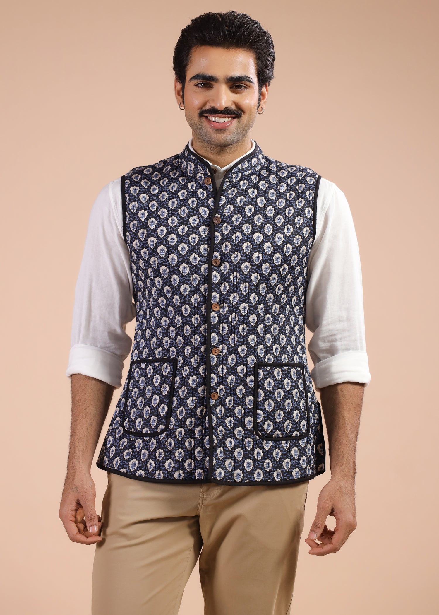 Printed Voile Reversible Jacket – Black