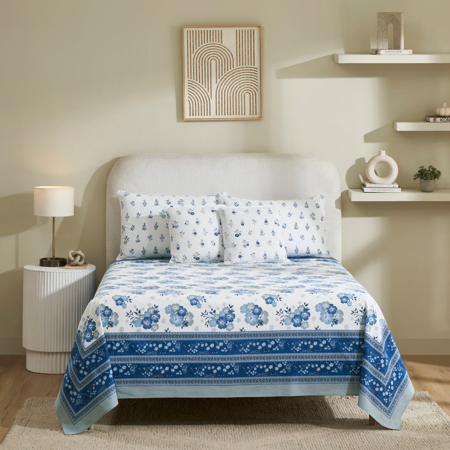 Flax Linen Cotton Bedcover – Blue/Grey
