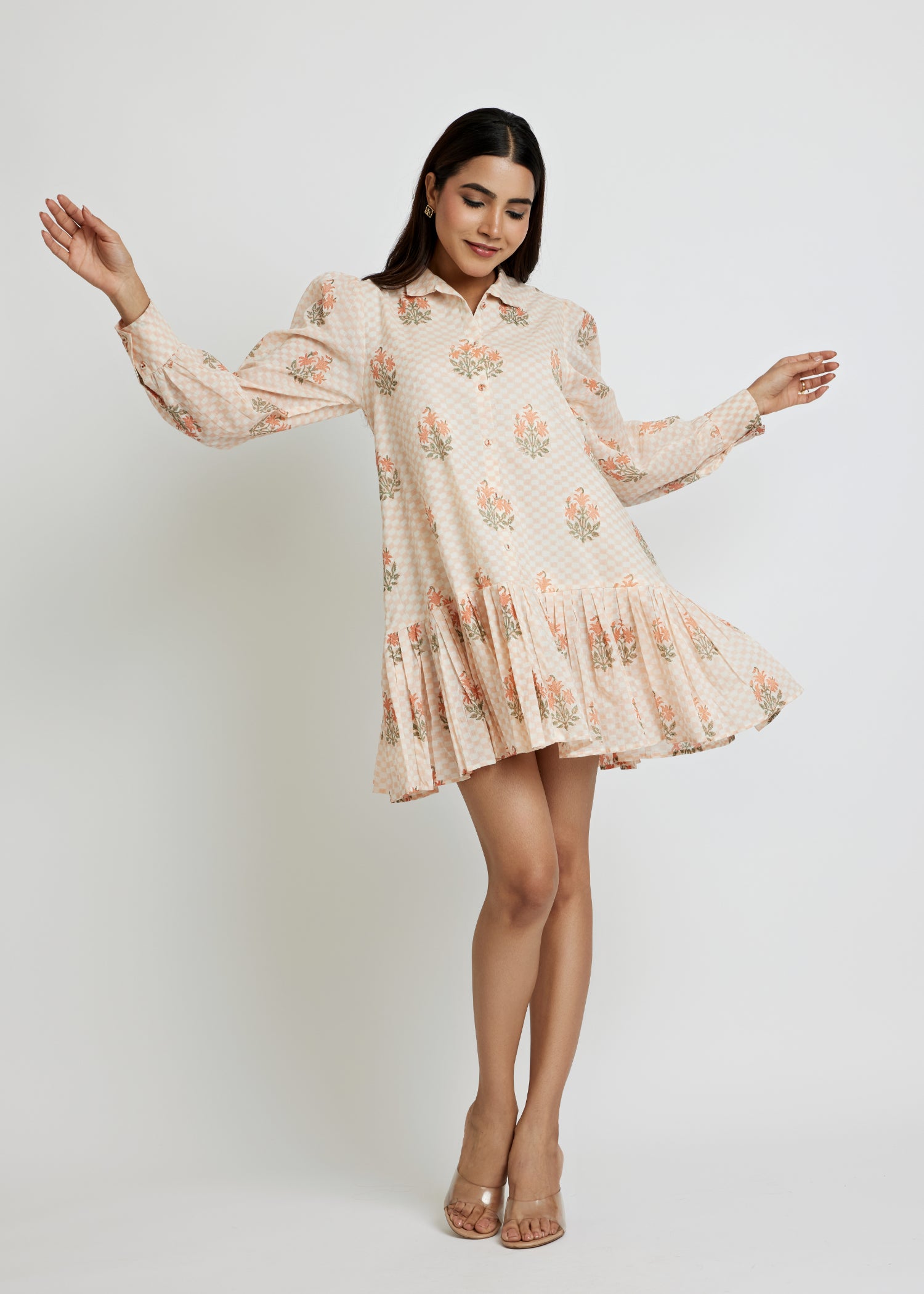 Short Ruffle Peach Dress Ratan Texprocess Pvt. Ltd