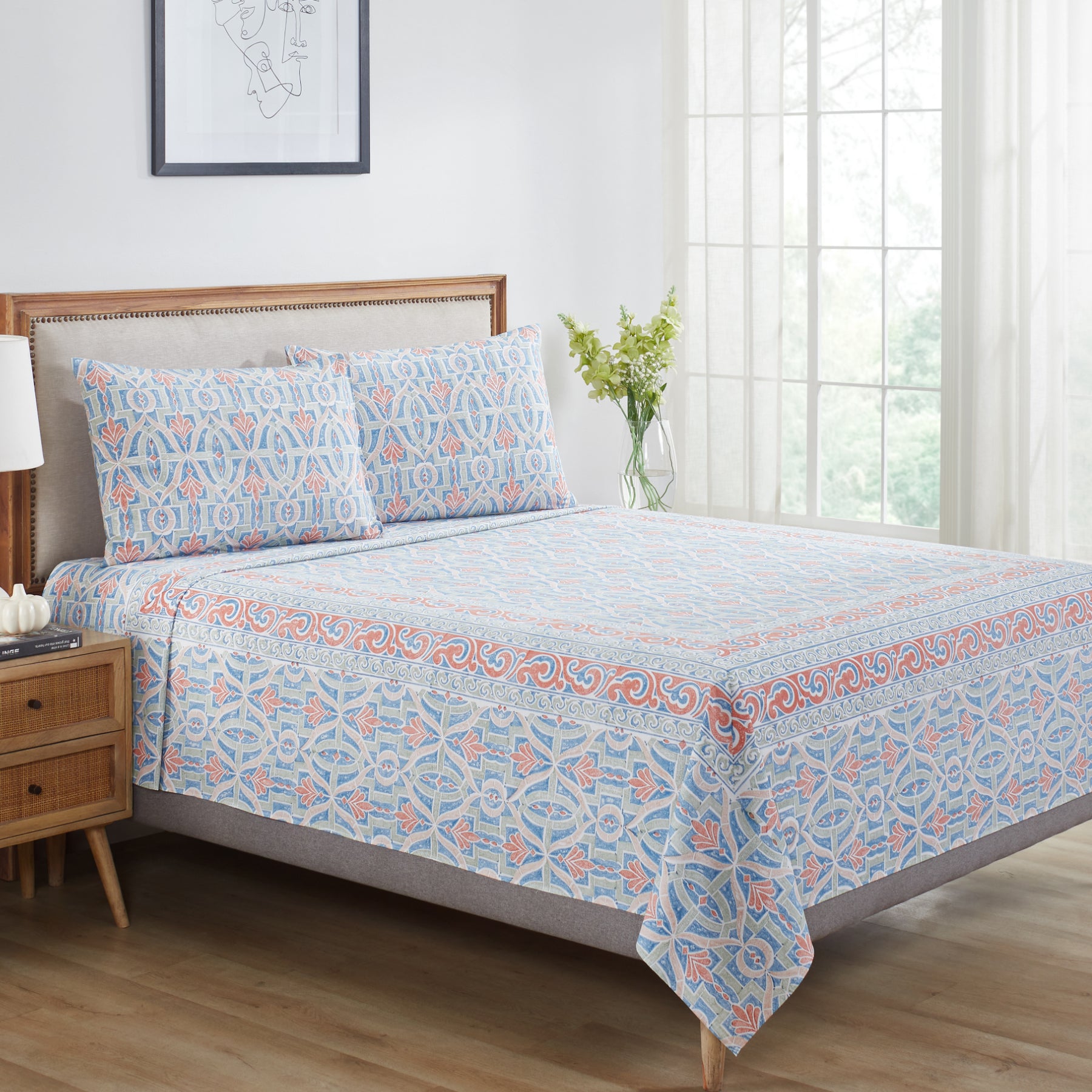 Windy Days Multi Hand Block Printed Cotton Bedcover Ratan Texprocess Pvt. Ltd