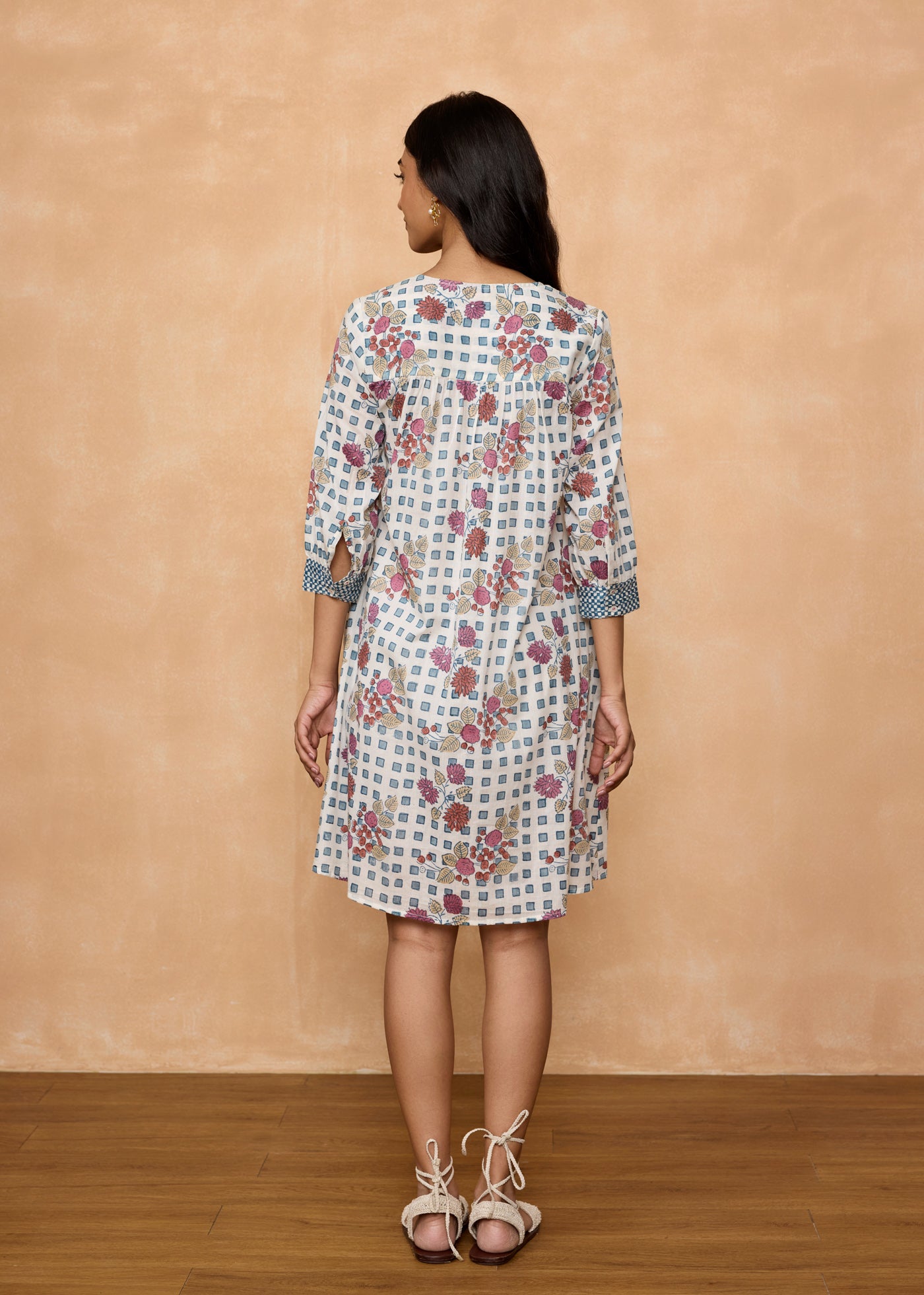 Earthy Elegance Rubal Blue-Pink Dress