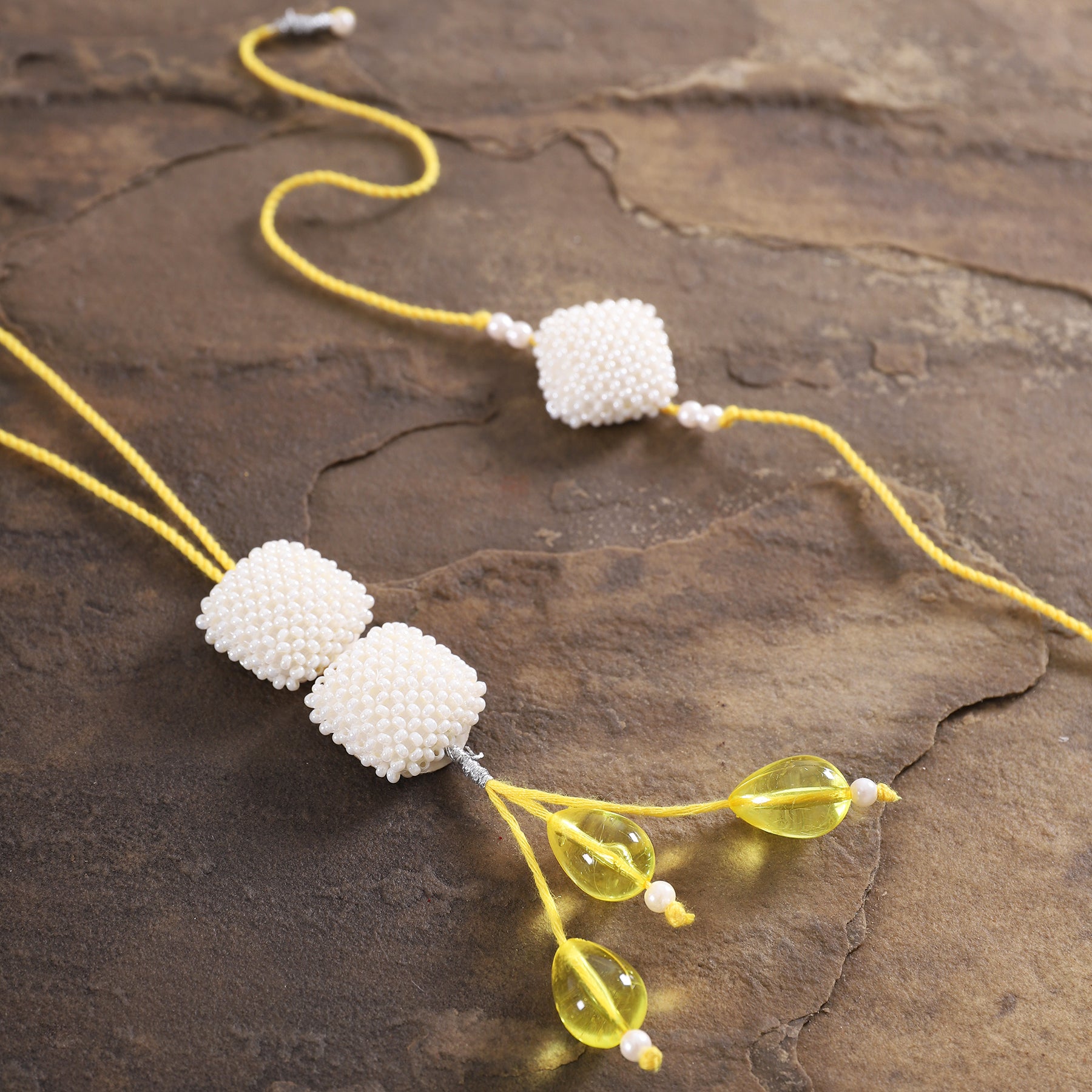 Square Pearls Rakhi and Lumba Set of 2